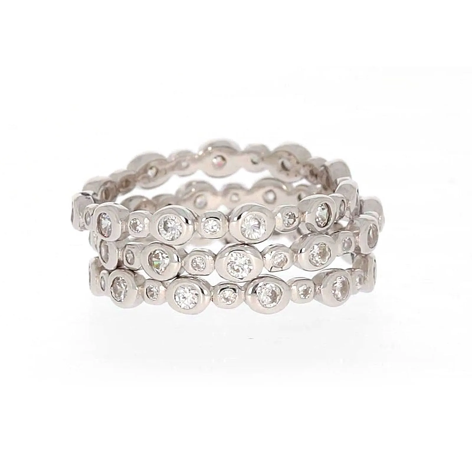 Sterling Silver Cubic Zirconia 3 Ring Set