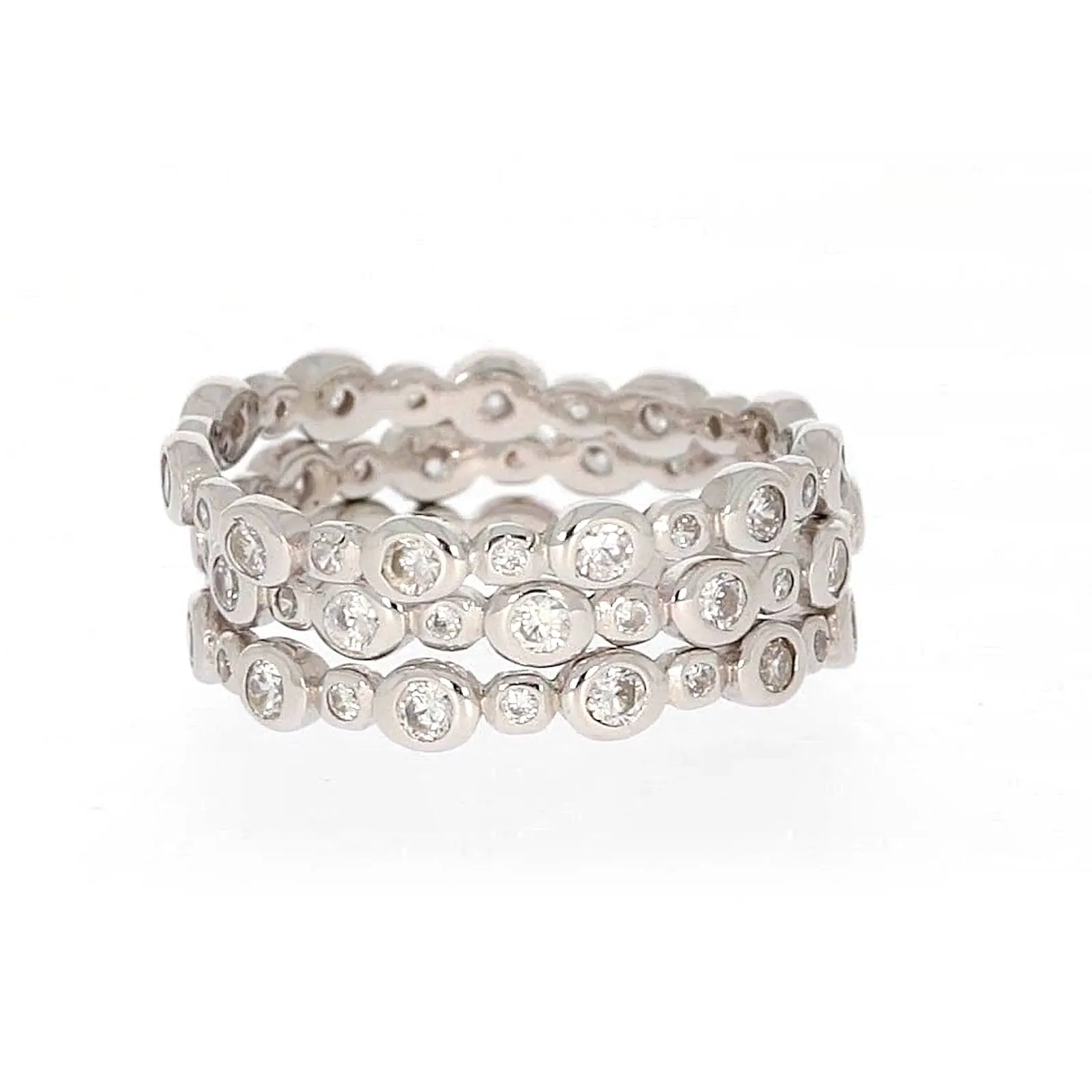 Sterling Silver Cubic Zirconia 3 Ring Set
