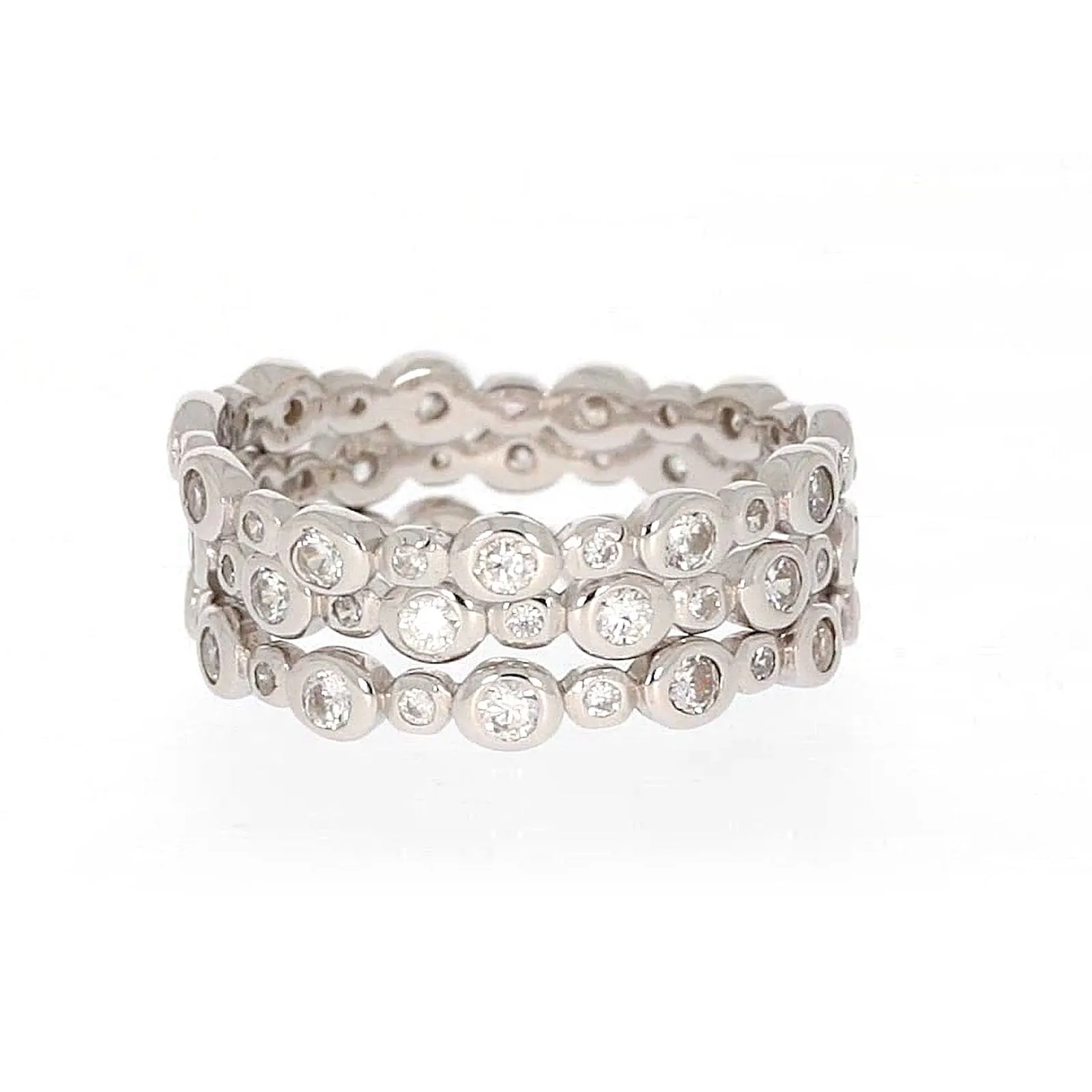 Sterling Silver Cubic Zirconia 3 Ring Set
