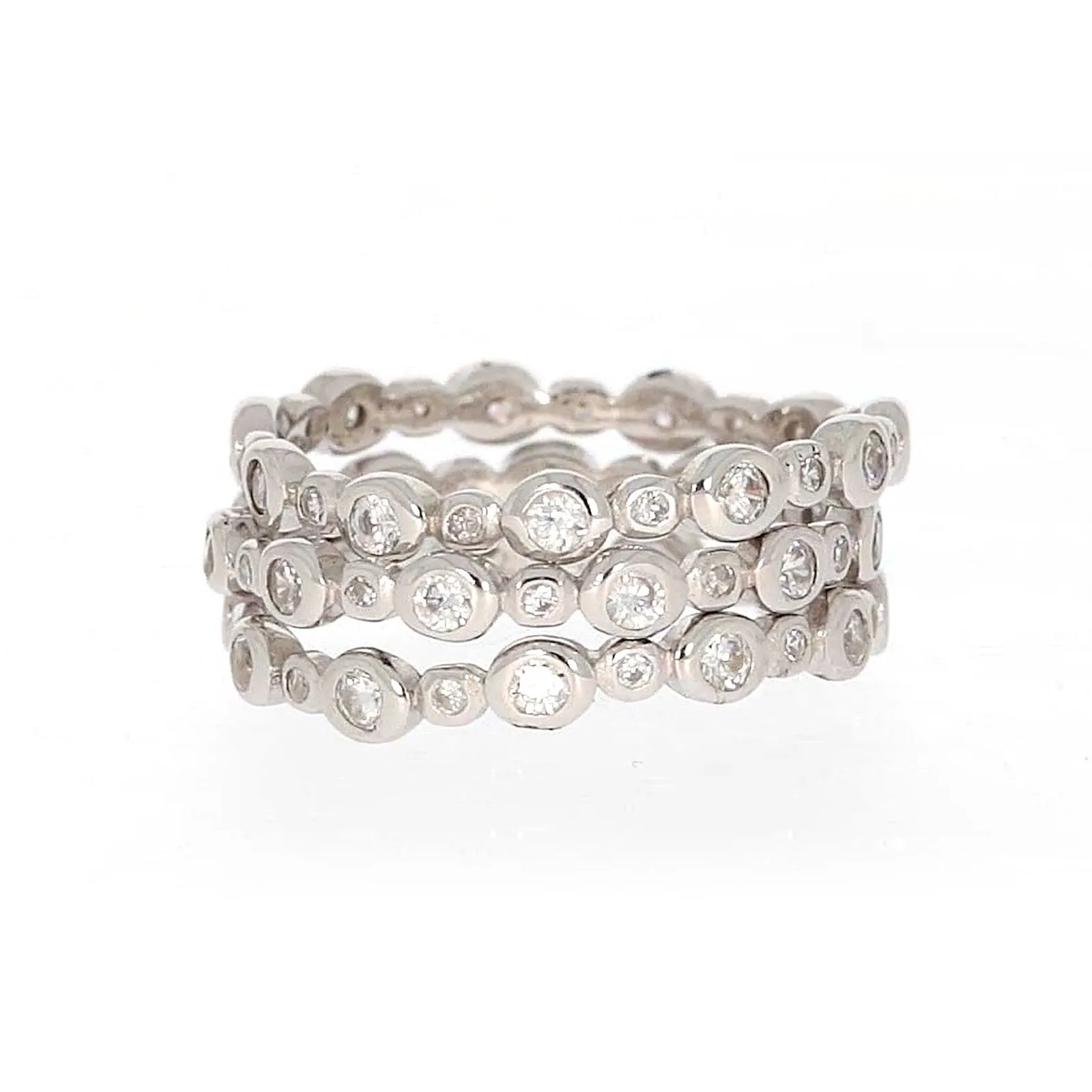 Sterling Silver Cubic Zirconia 3 Ring Set