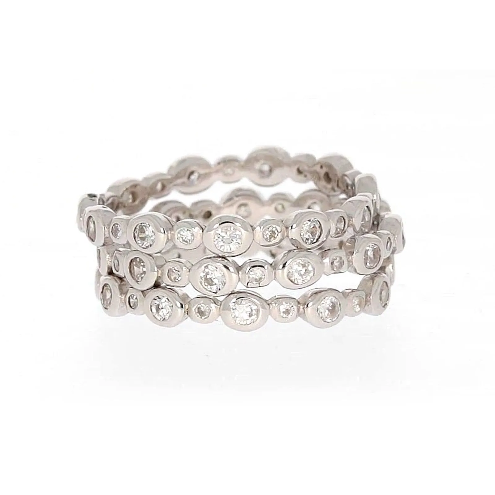 Sterling Silver Cubic Zirconia 3 Ring Set