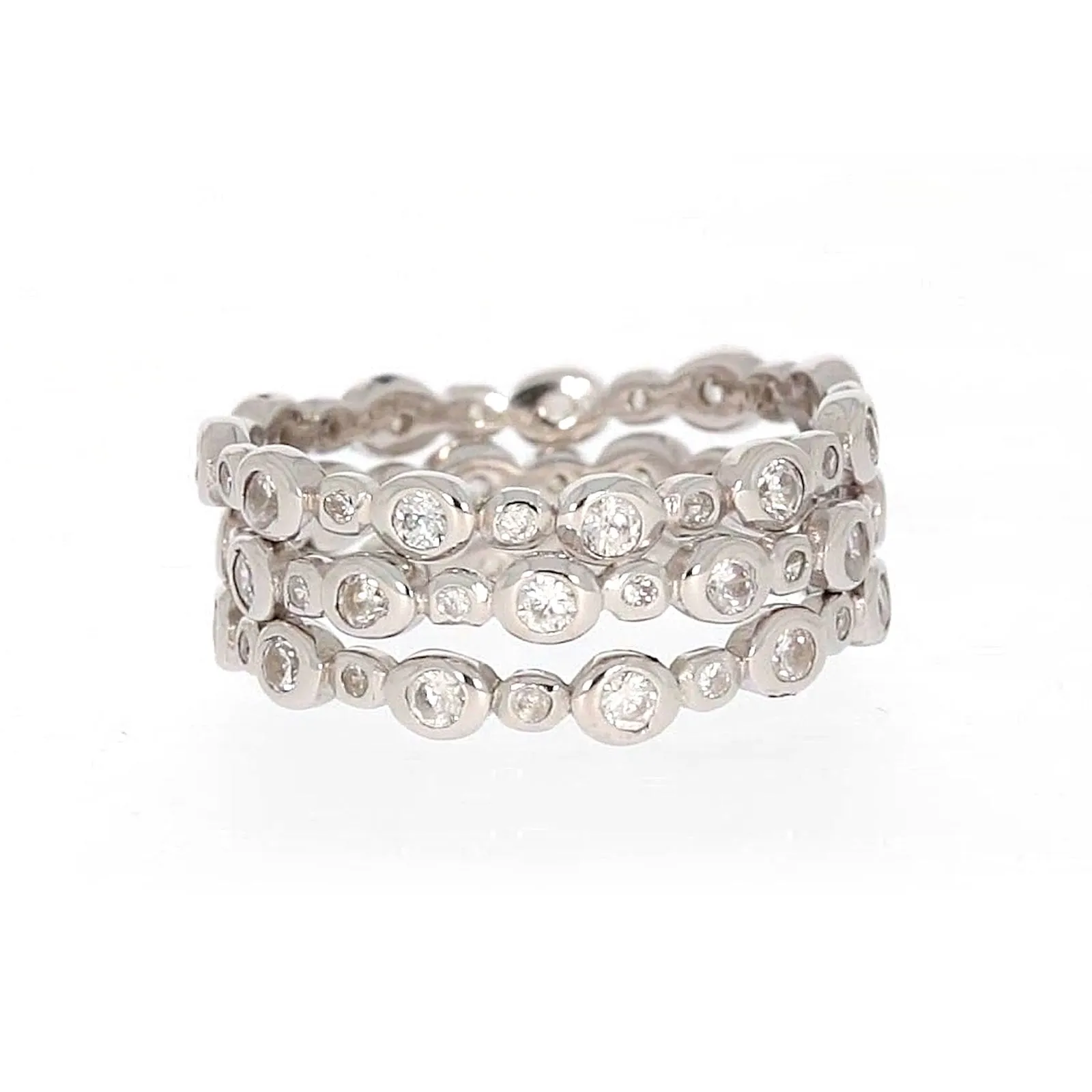 Sterling Silver Cubic Zirconia 3 Ring Set
