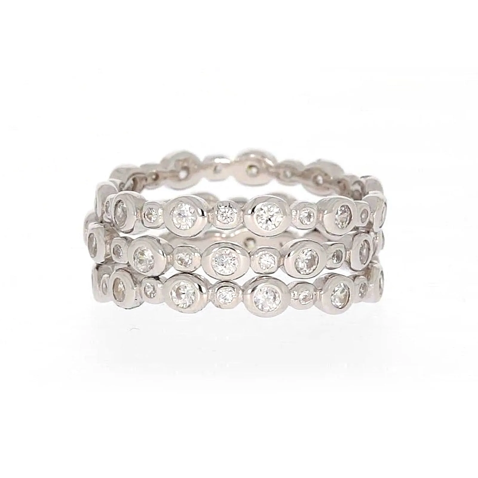 Sterling Silver Cubic Zirconia 3 Ring Set