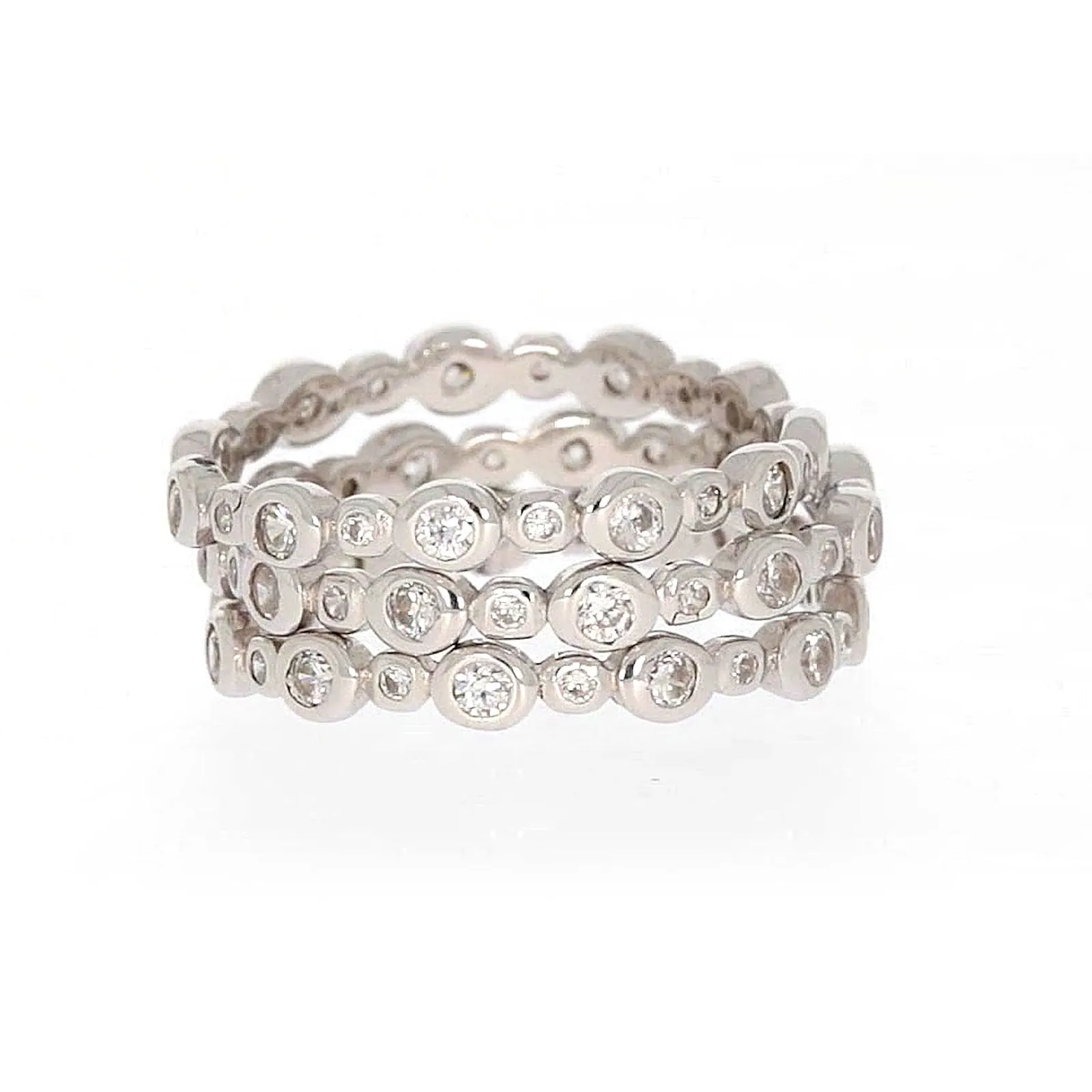 Sterling Silver Cubic Zirconia 3 Ring Set