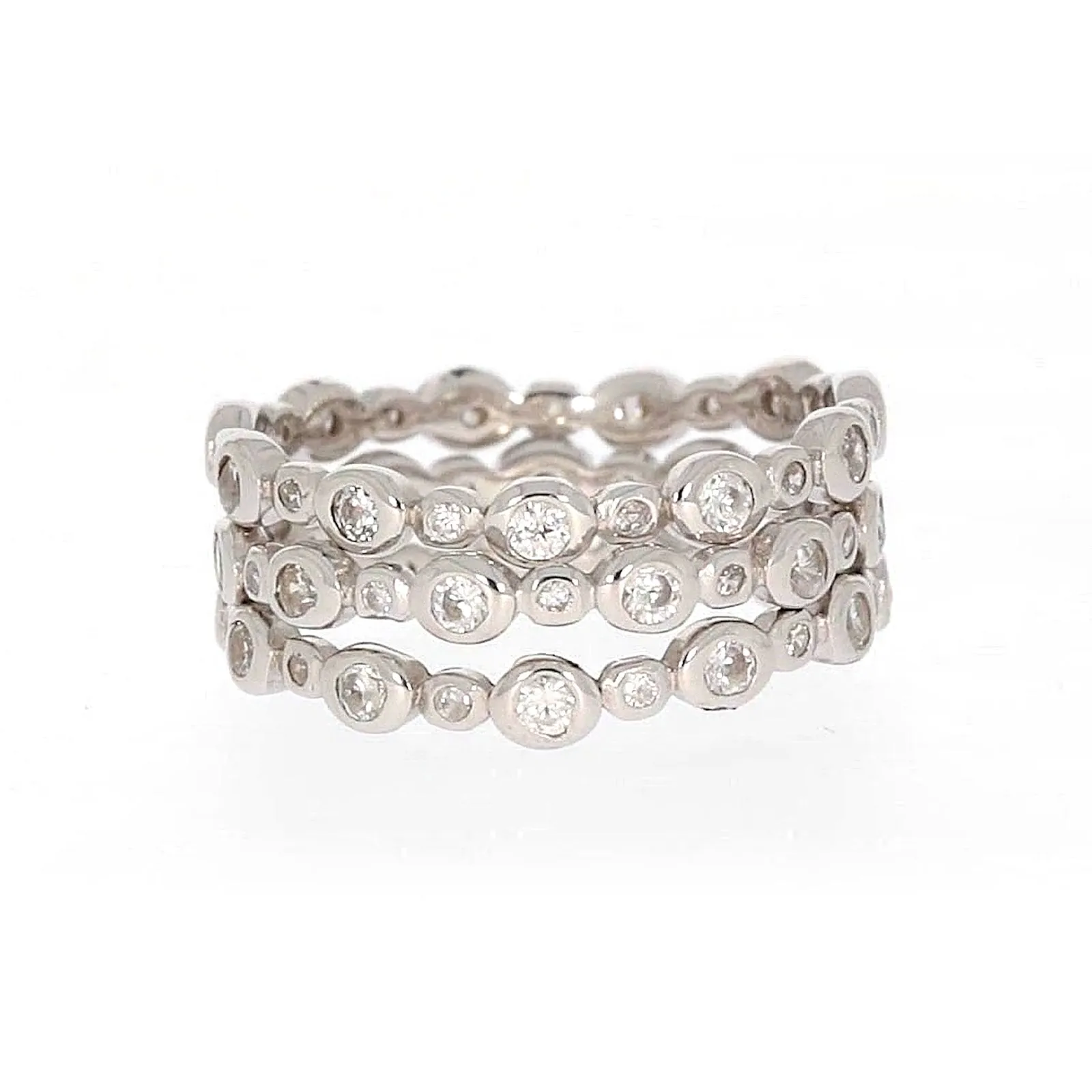 Sterling Silver Cubic Zirconia 3 Ring Set