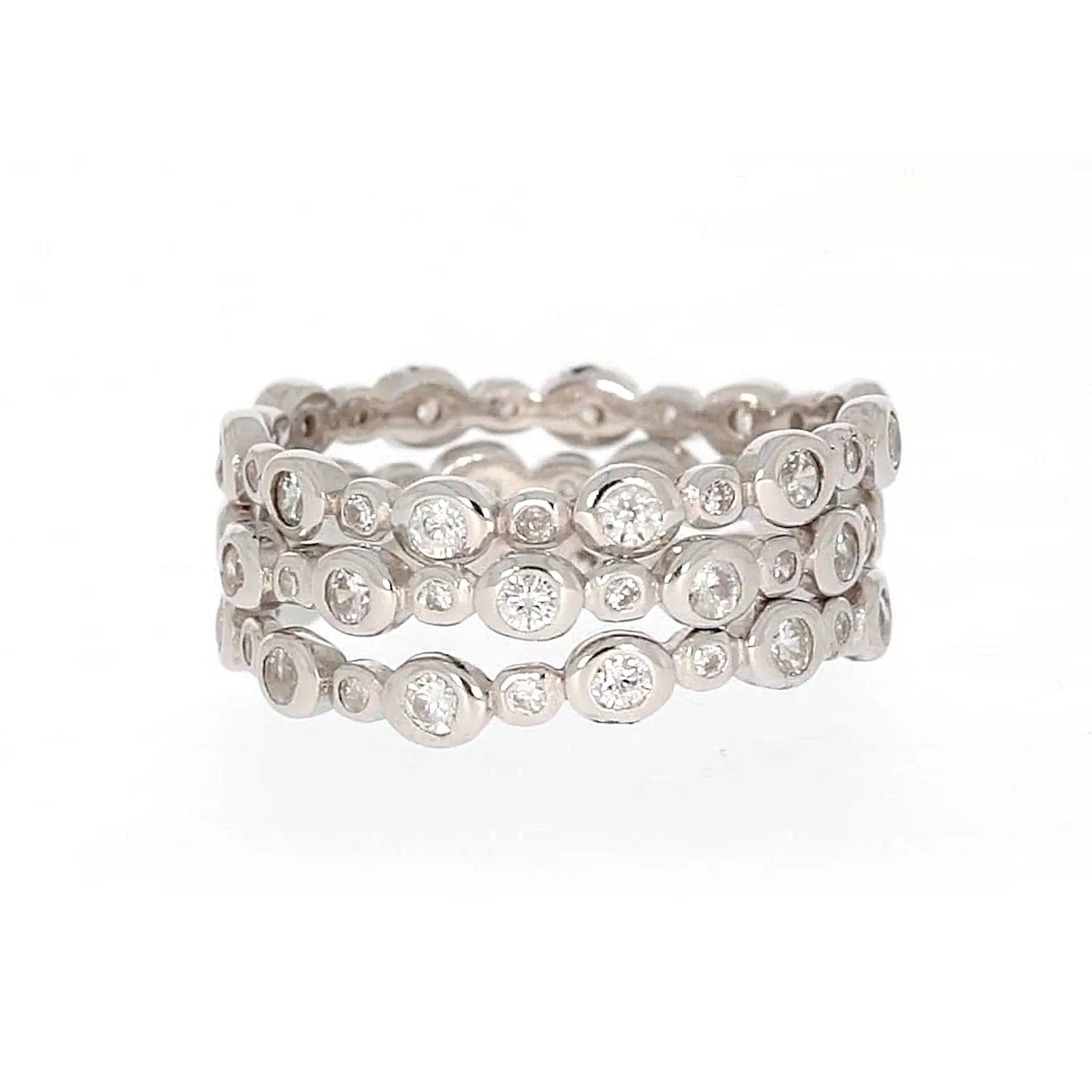 Sterling Silver Cubic Zirconia 3 Ring Set