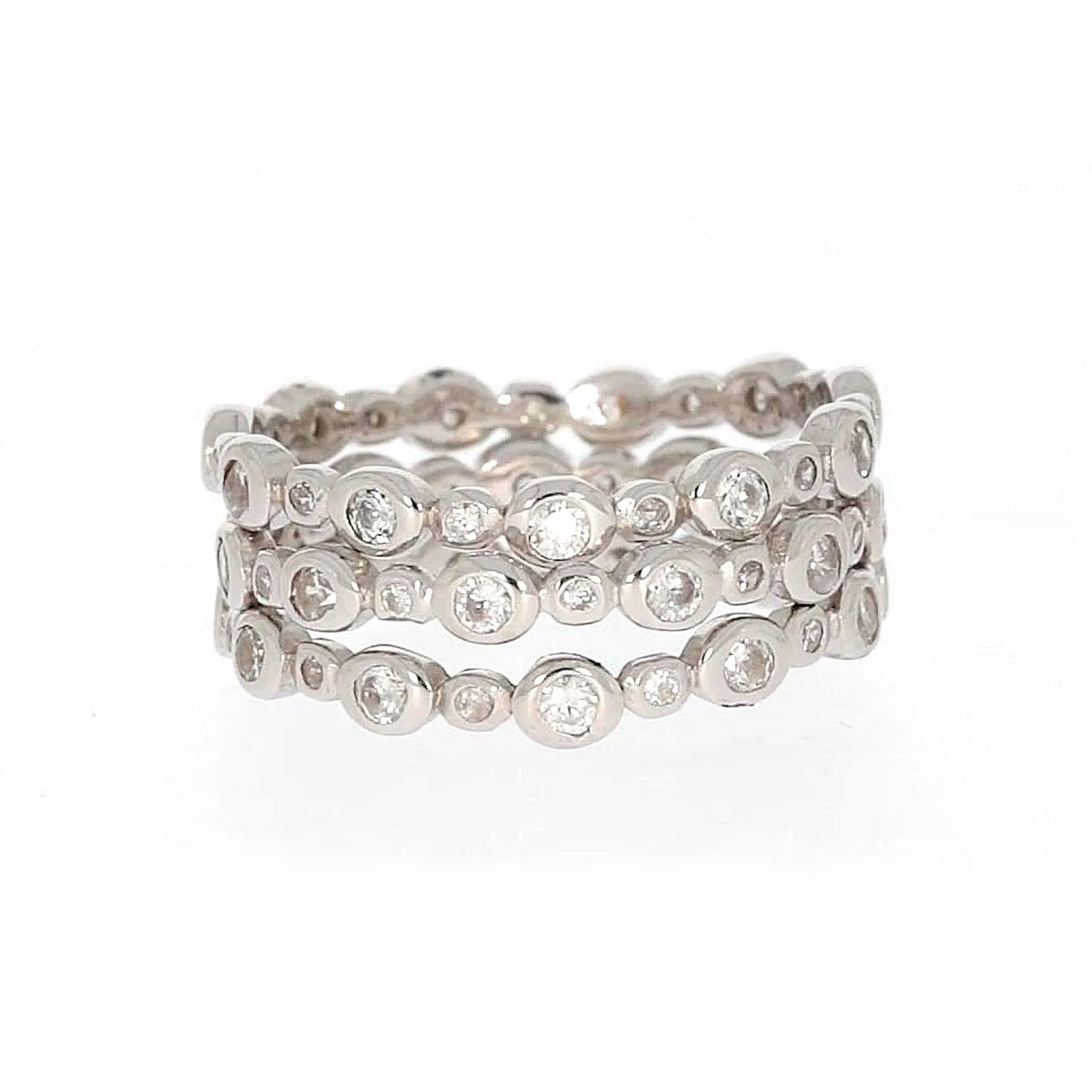 Sterling Silver Cubic Zirconia 3 Ring Set