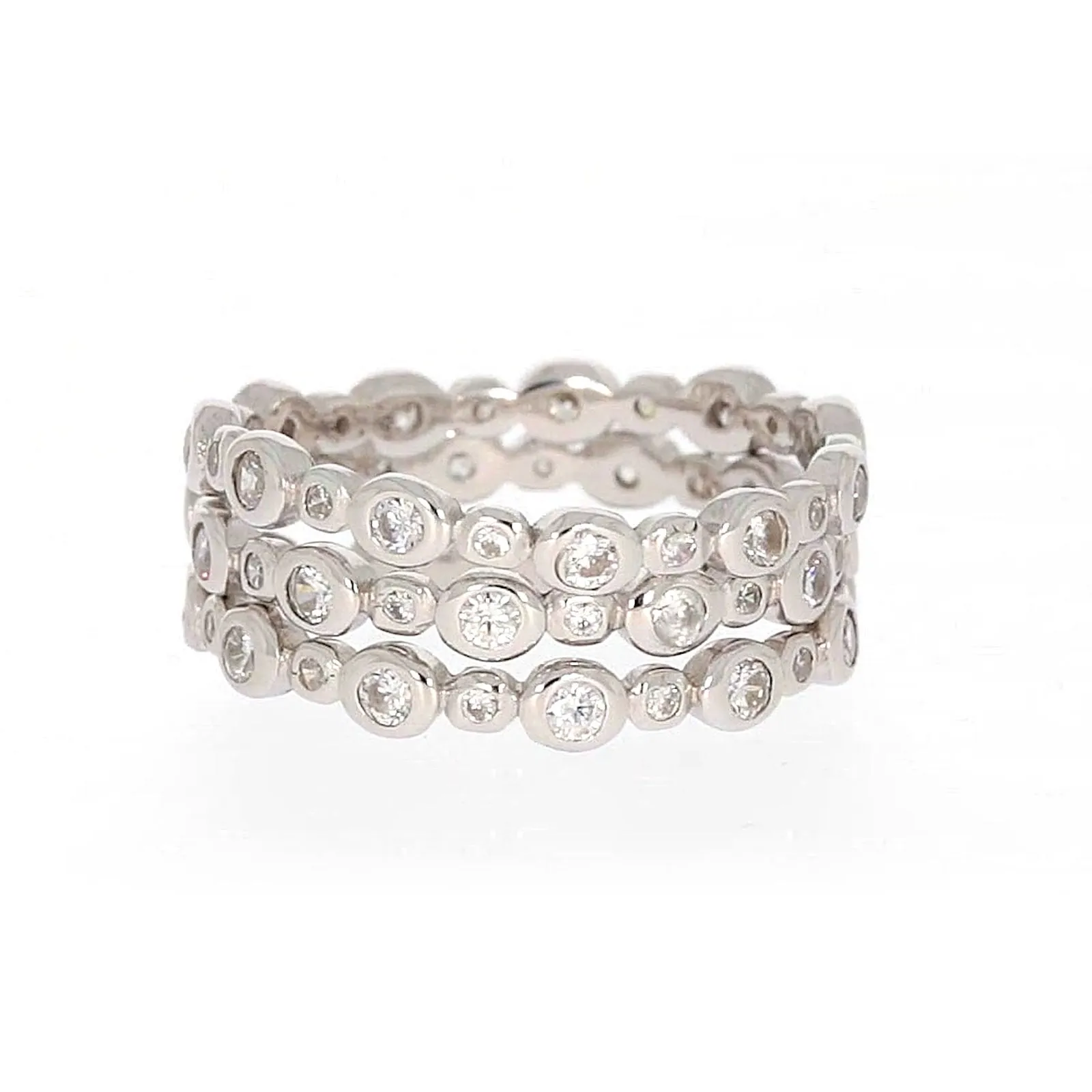 Sterling Silver Cubic Zirconia 3 Ring Set