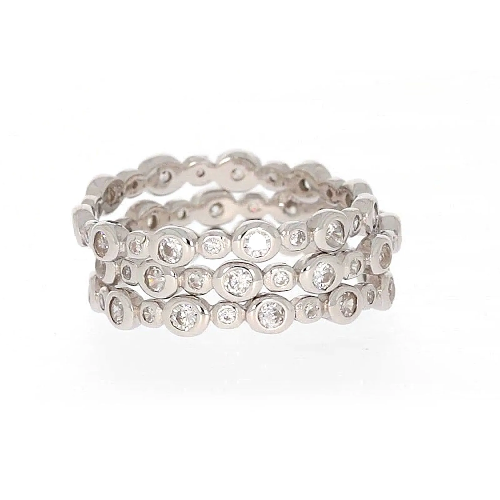 Sterling Silver Cubic Zirconia 3 Ring Set
