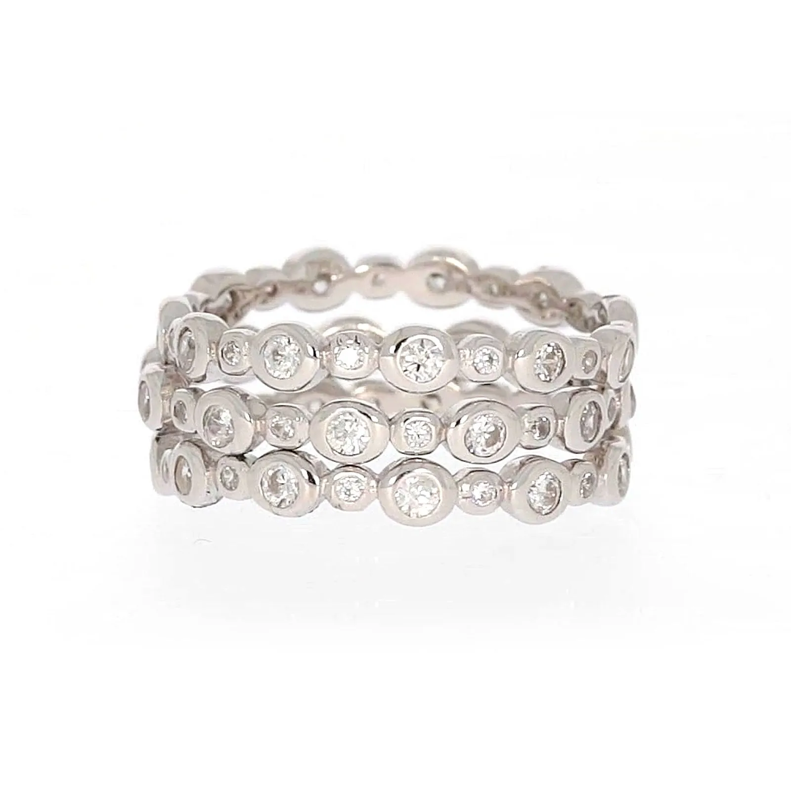 Sterling Silver Cubic Zirconia 3 Ring Set