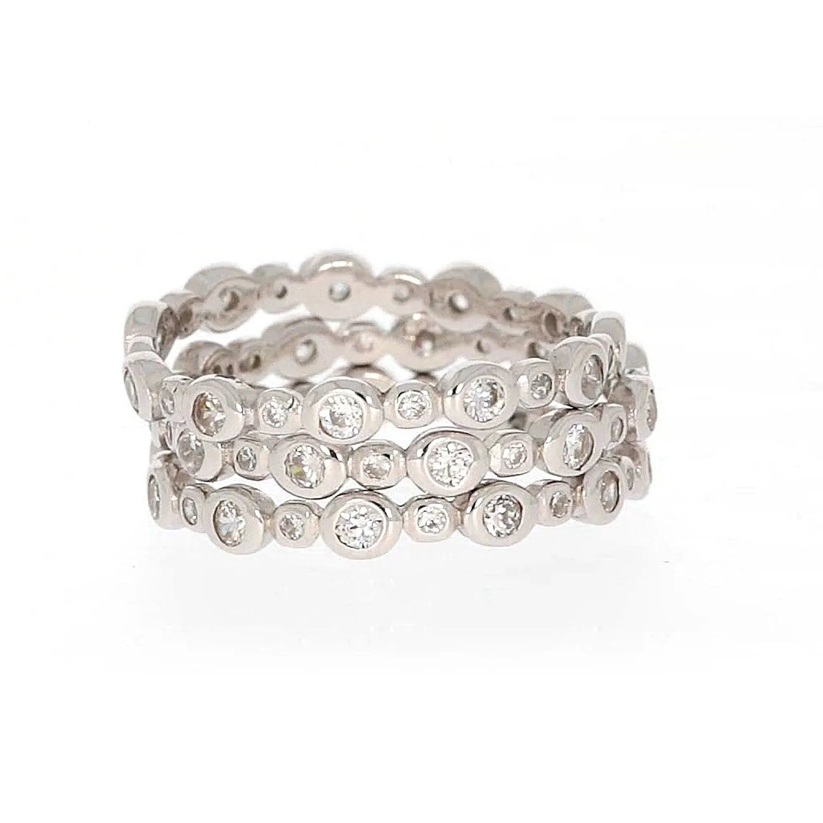 Sterling Silver Cubic Zirconia 3 Ring Set