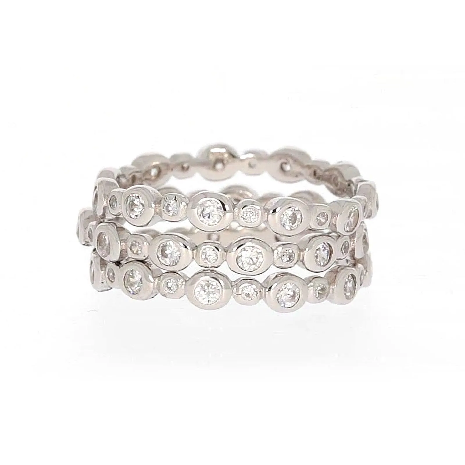 Sterling Silver Cubic Zirconia 3 Ring Set
