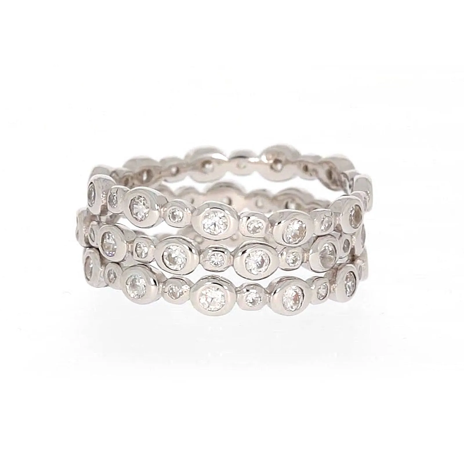 Sterling Silver Cubic Zirconia 3 Ring Set