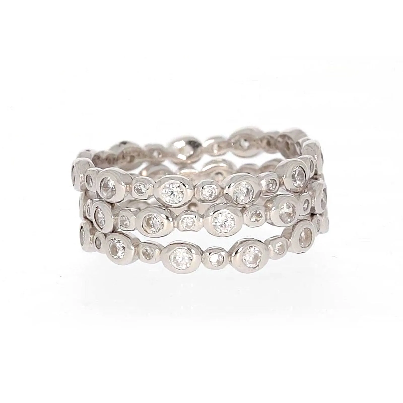 Sterling Silver Cubic Zirconia 3 Ring Set
