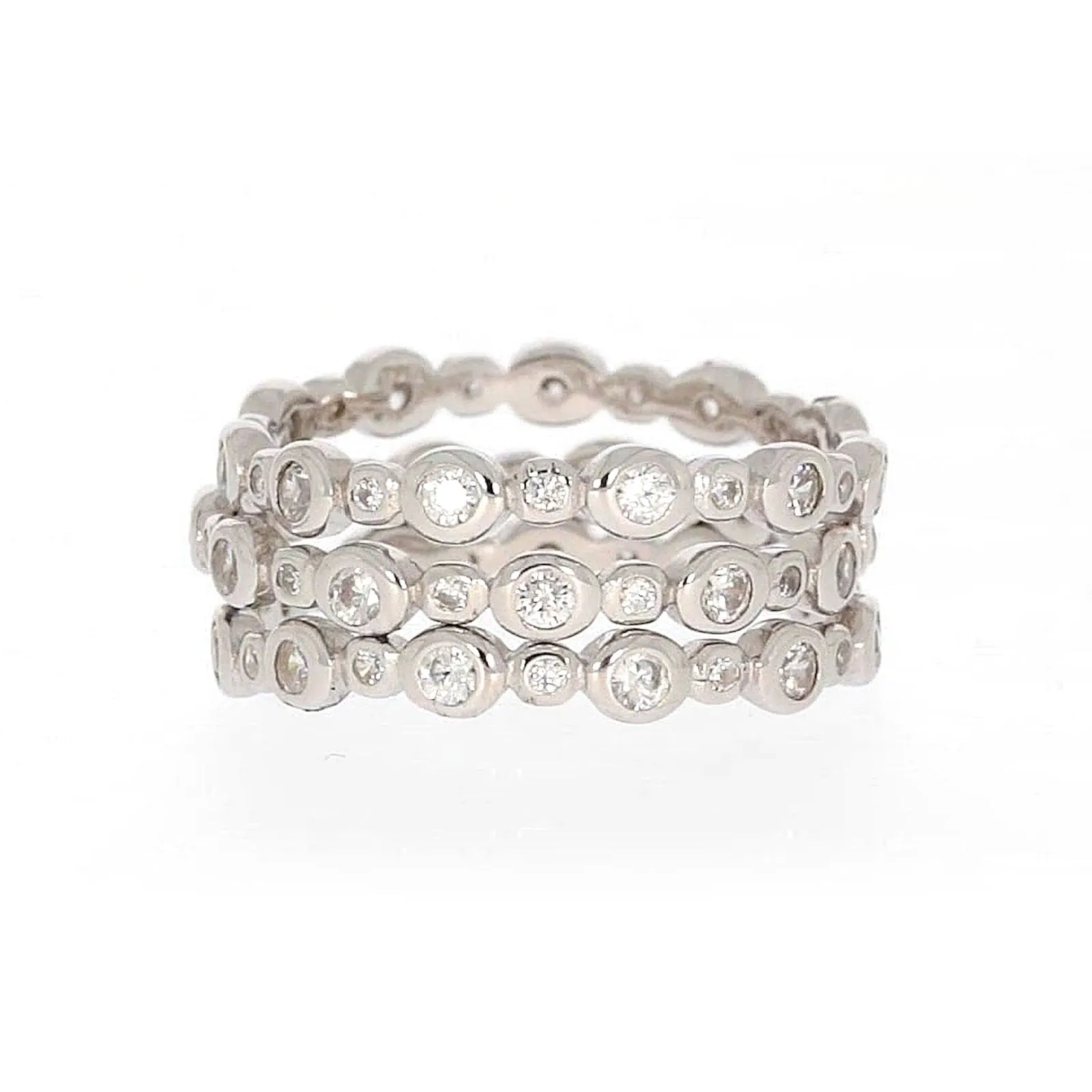 Sterling Silver Cubic Zirconia 3 Ring Set