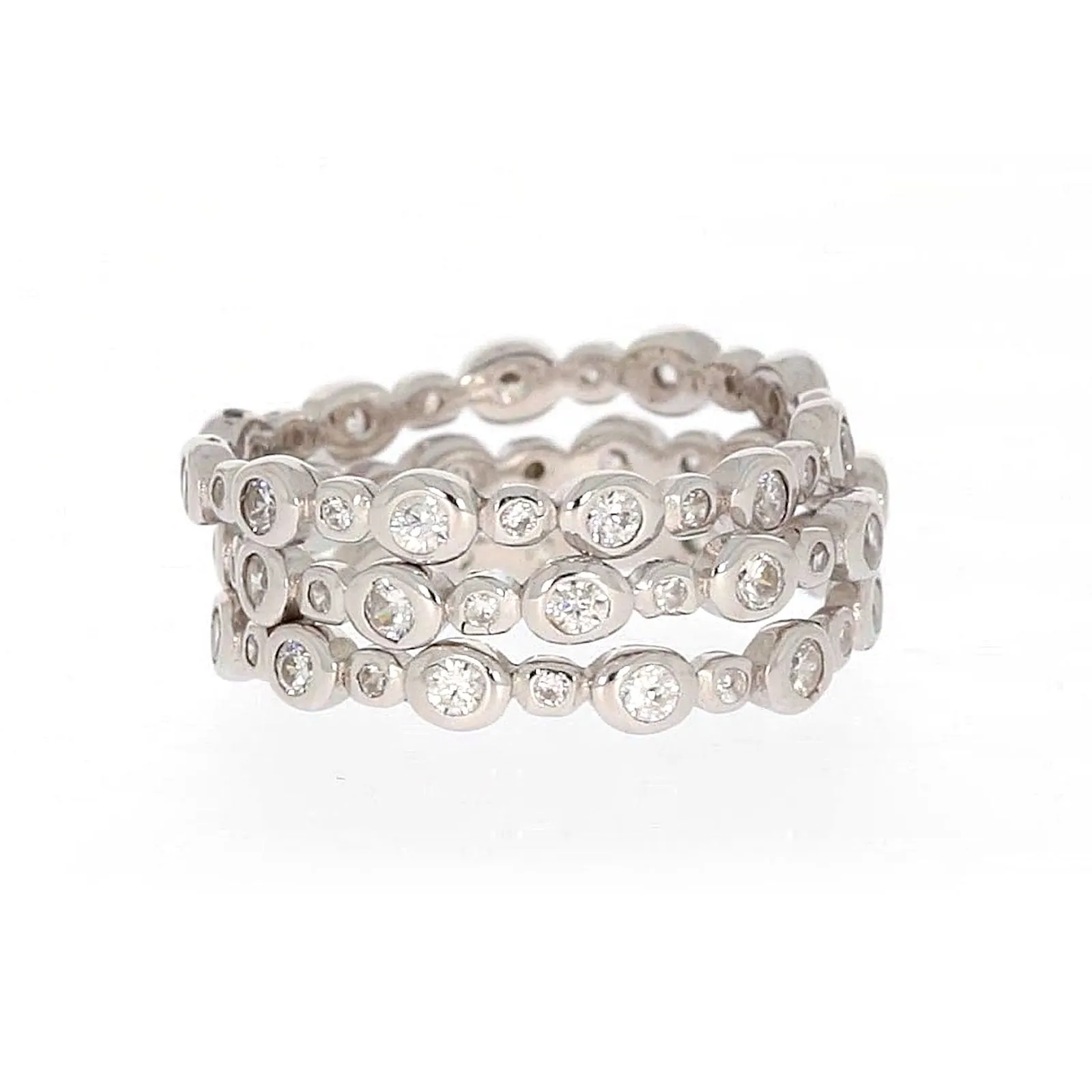 Sterling Silver Cubic Zirconia 3 Ring Set