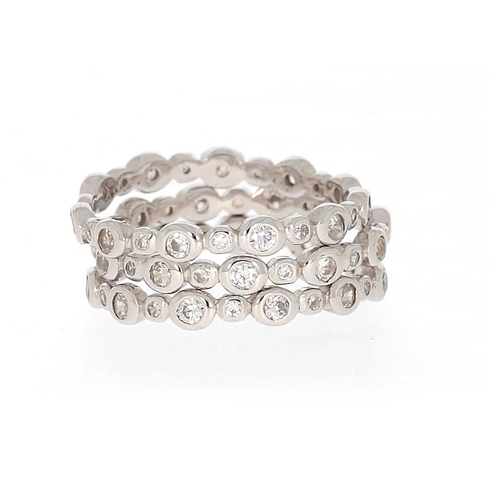Sterling Silver Cubic Zirconia 3 Ring Set