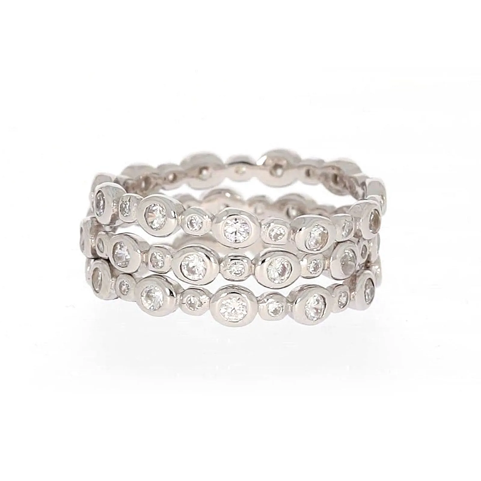 Sterling Silver Cubic Zirconia 3 Ring Set
