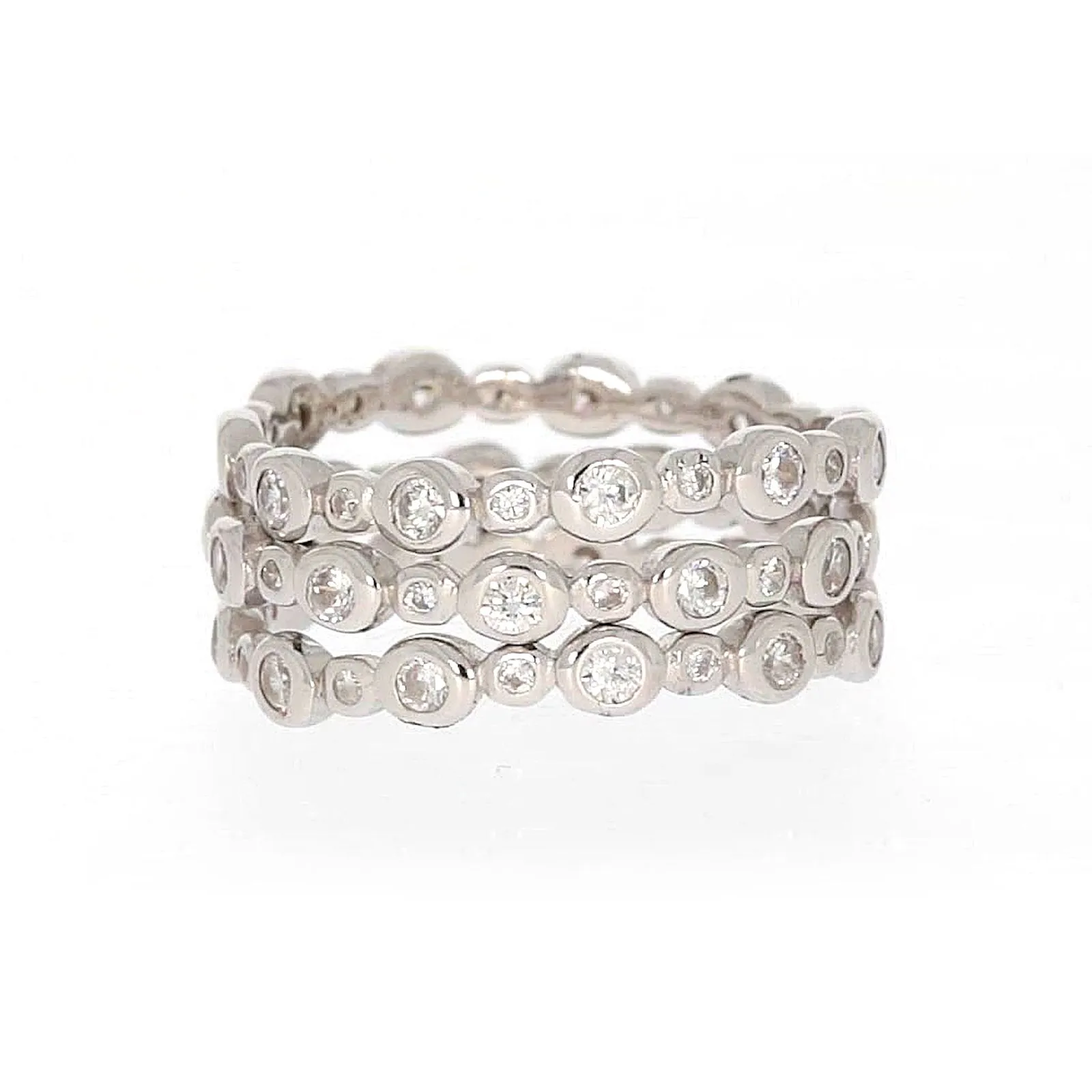 Sterling Silver Cubic Zirconia 3 Ring Set
