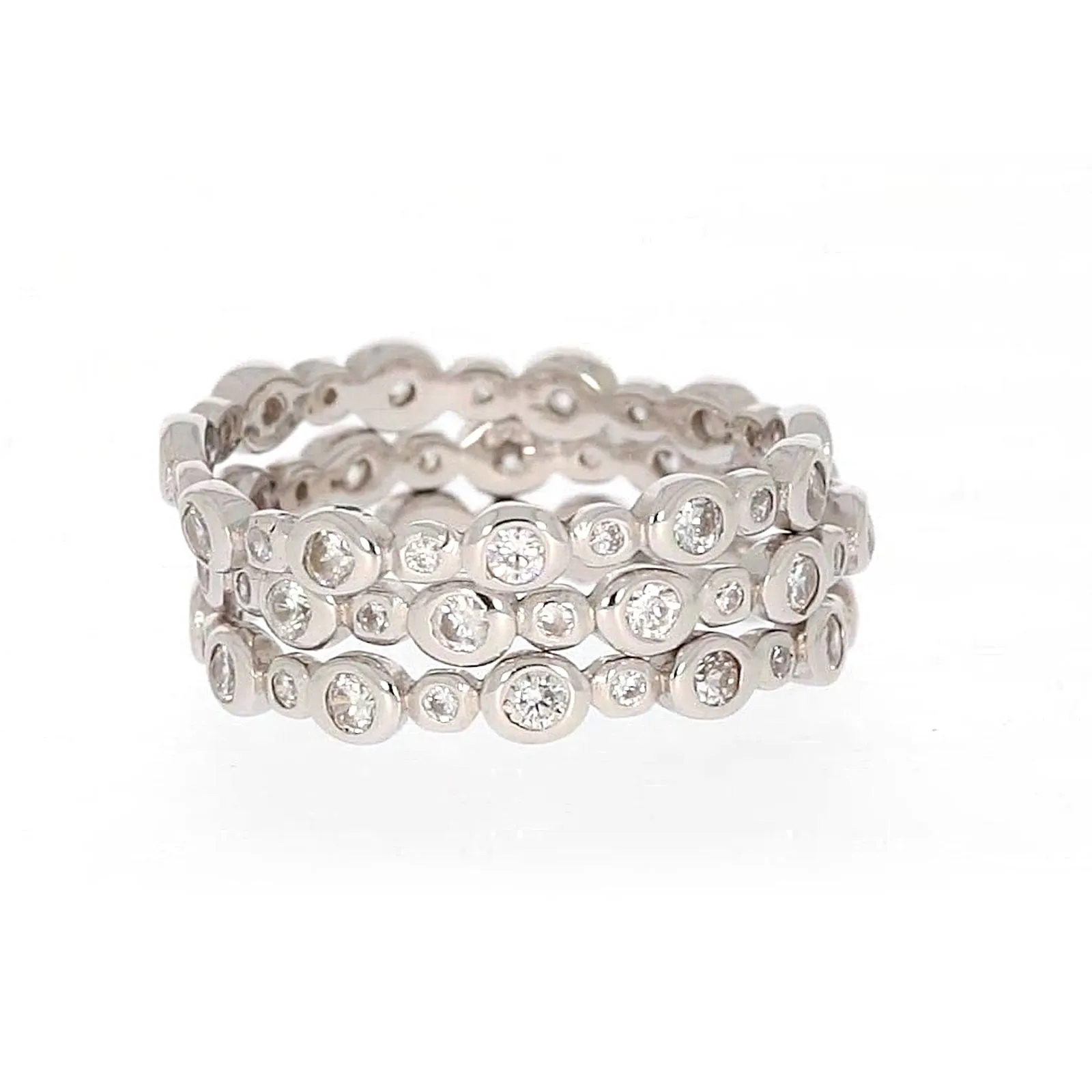 Sterling Silver Cubic Zirconia 3 Ring Set