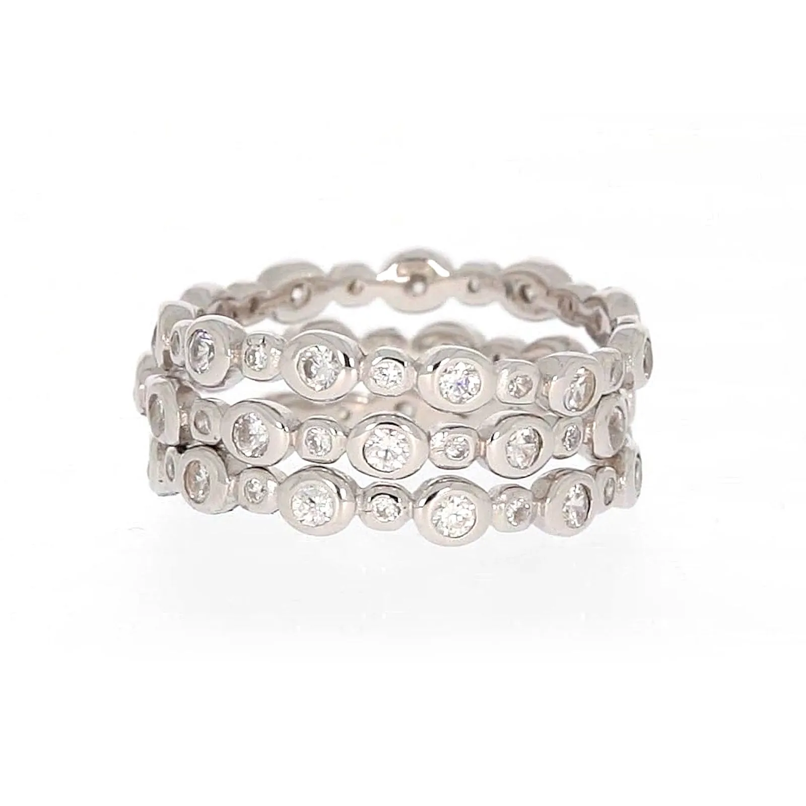 Sterling Silver Cubic Zirconia 3 Ring Set