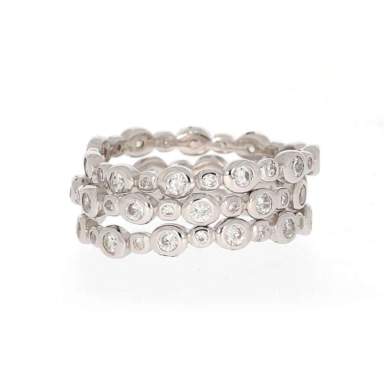 Sterling Silver Cubic Zirconia 3 Ring Set
