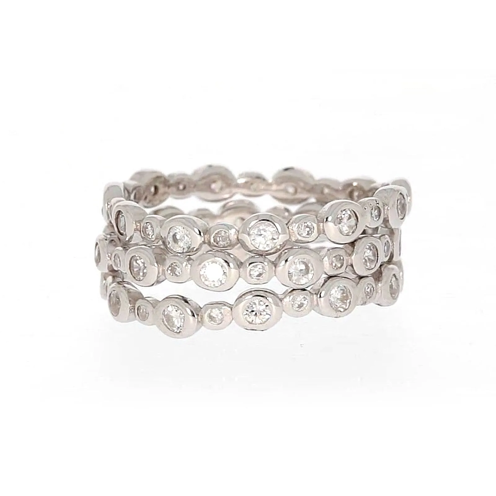 Sterling Silver Cubic Zirconia 3 Ring Set