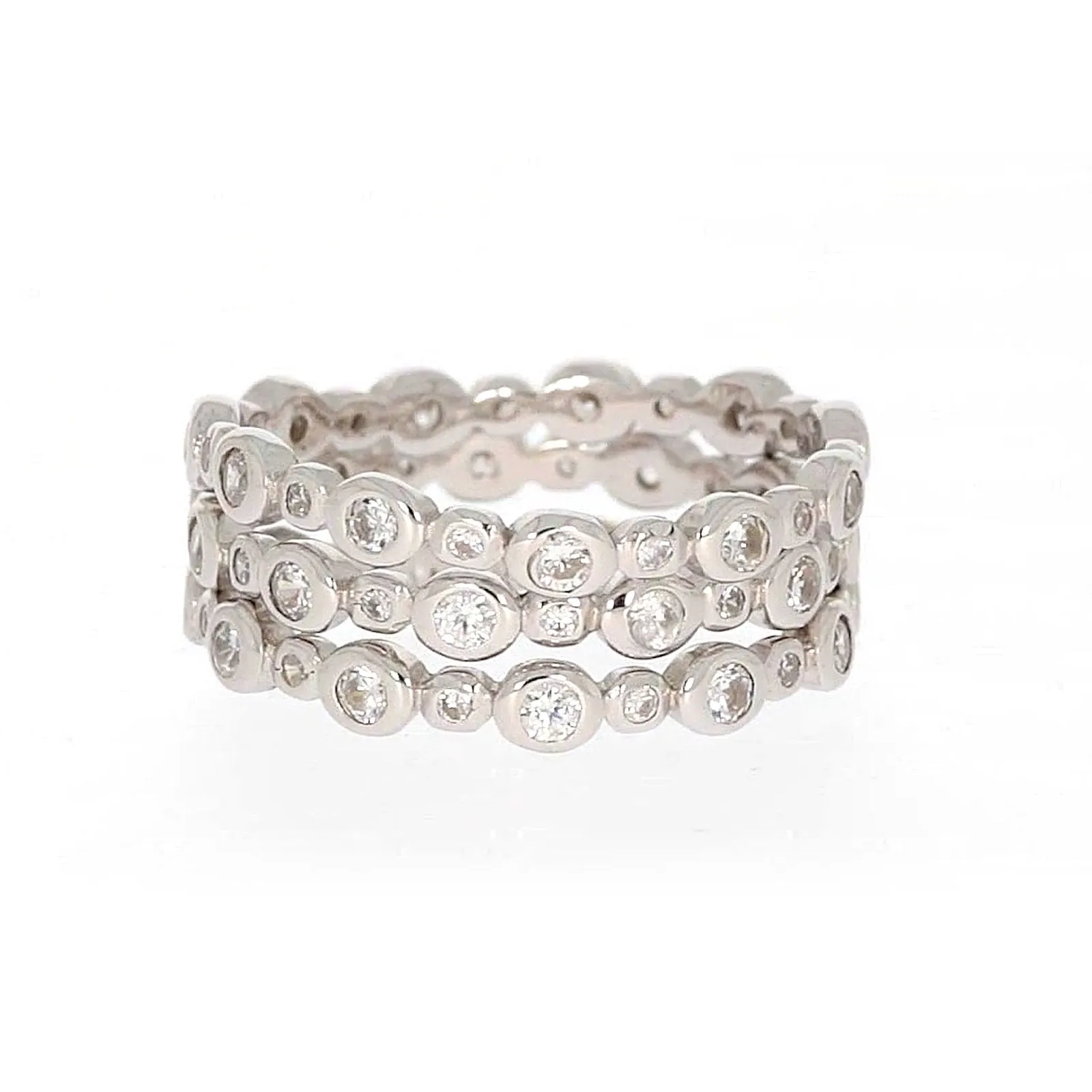Sterling Silver Cubic Zirconia 3 Ring Set