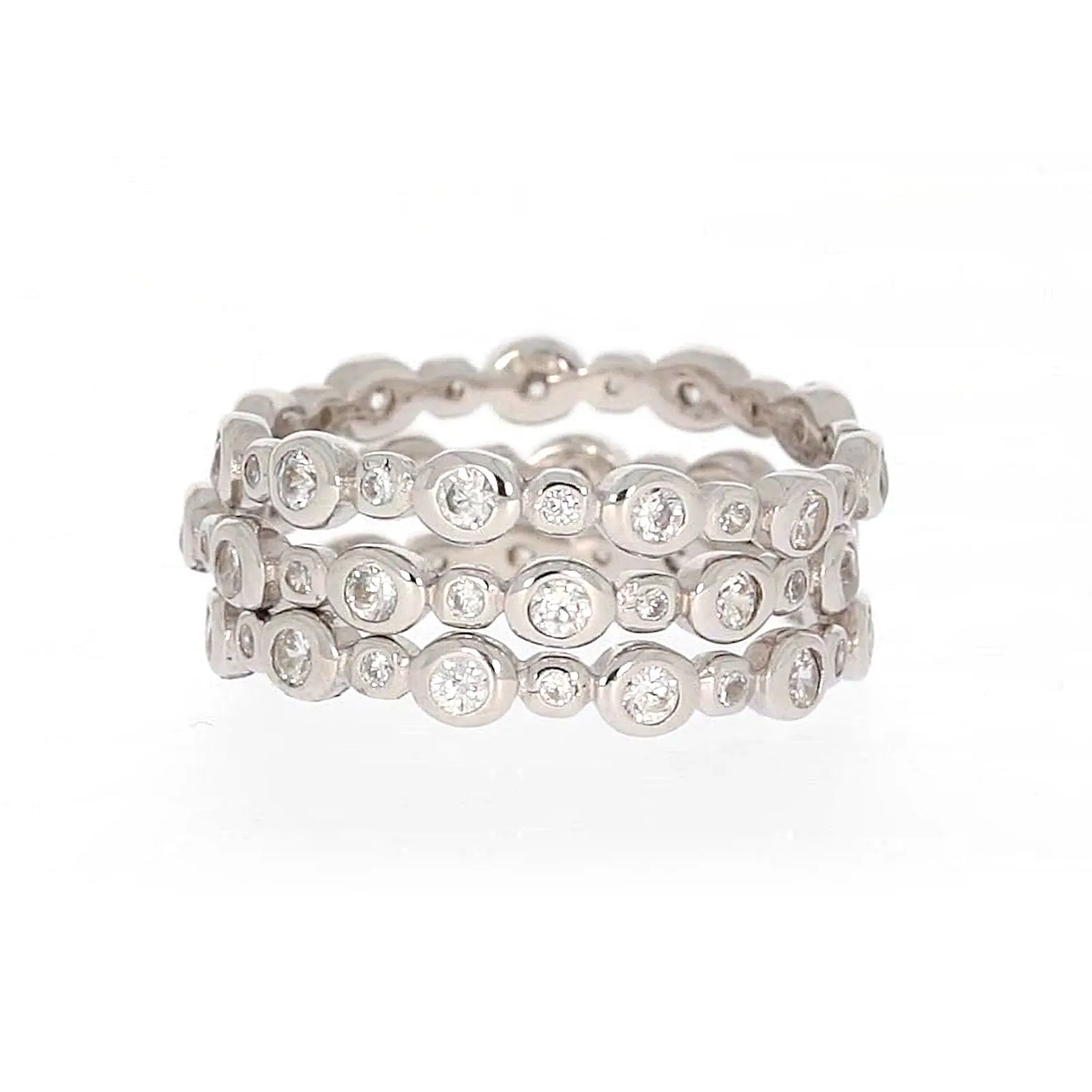 Sterling Silver Cubic Zirconia 3 Ring Set