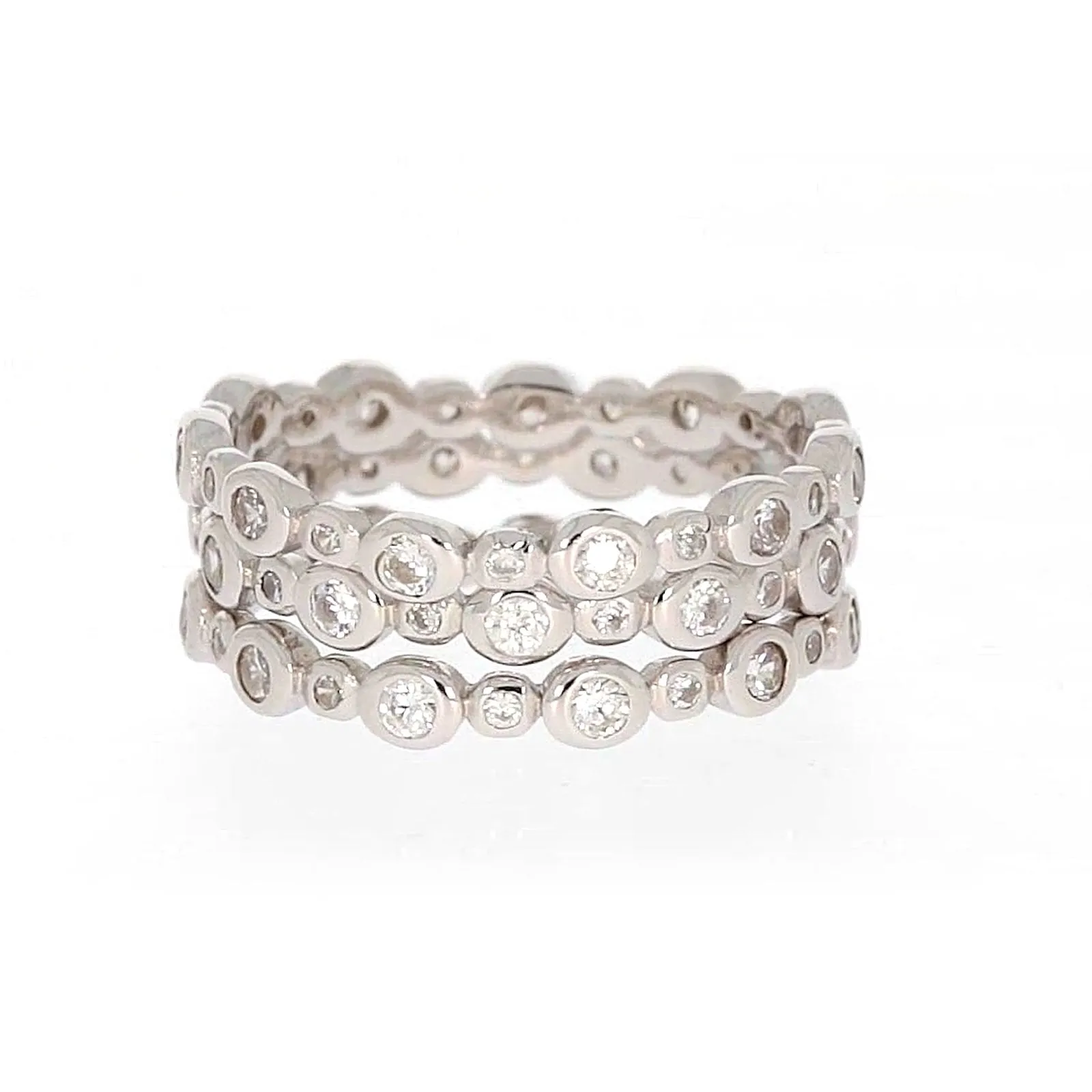 Sterling Silver Cubic Zirconia 3 Ring Set