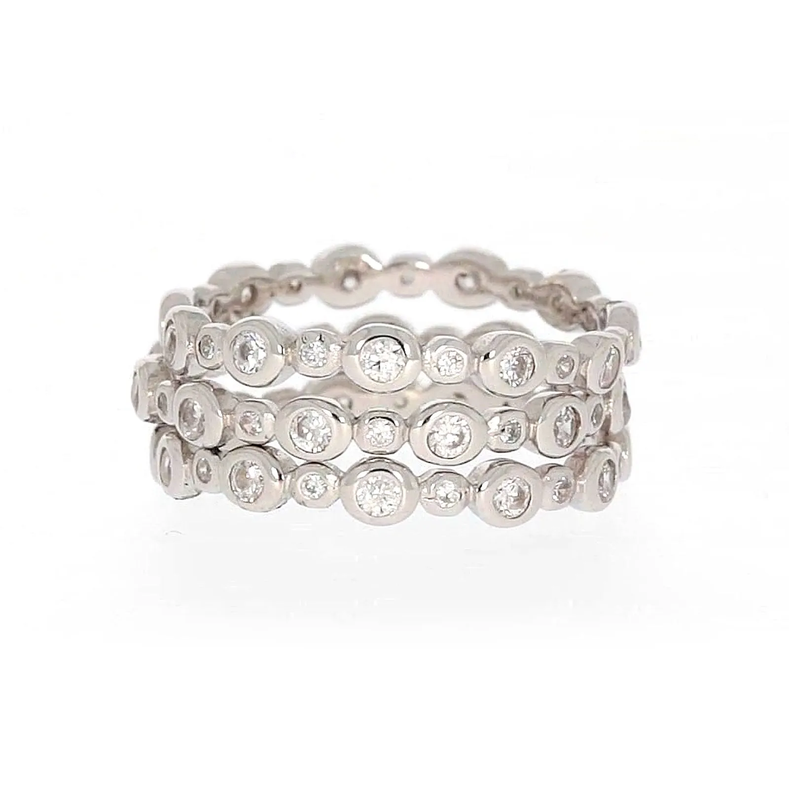 Sterling Silver Cubic Zirconia 3 Ring Set