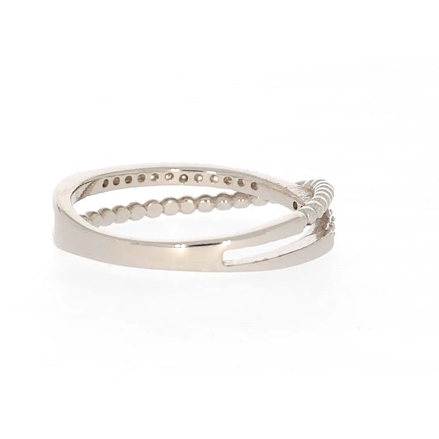 Sterling Silver Cubic Zirconia Cross Over Ring
