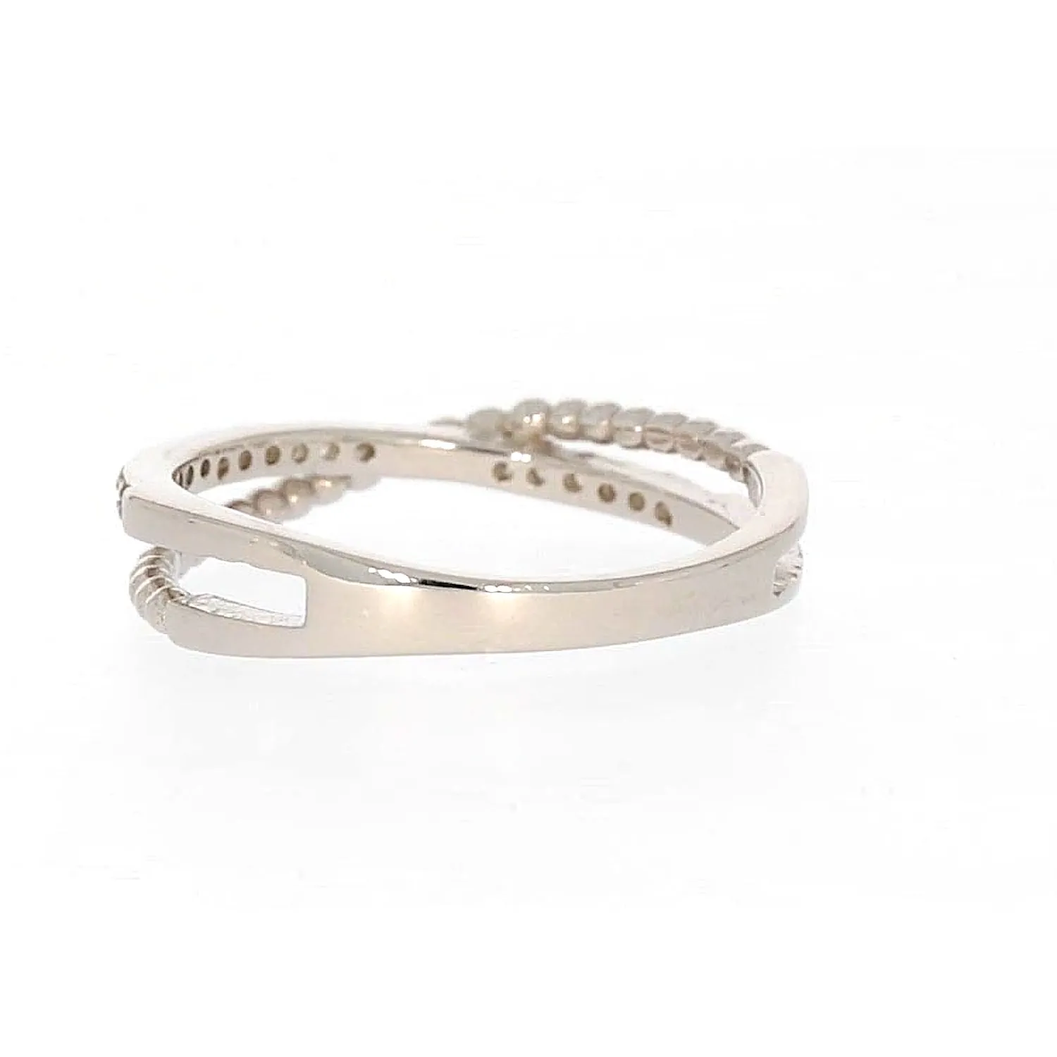 Sterling Silver Cubic Zirconia Cross Over Ring