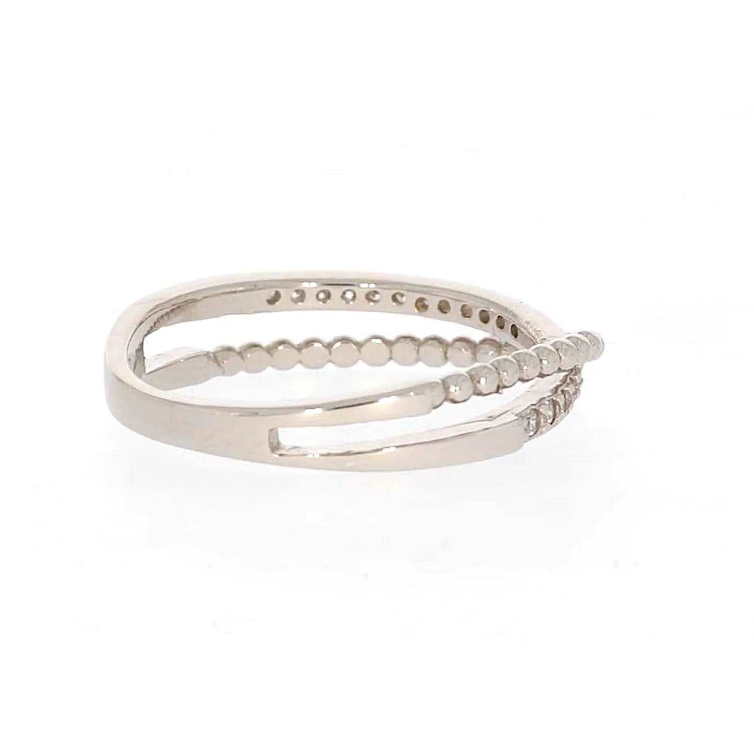 Sterling Silver Cubic Zirconia Cross Over Ring