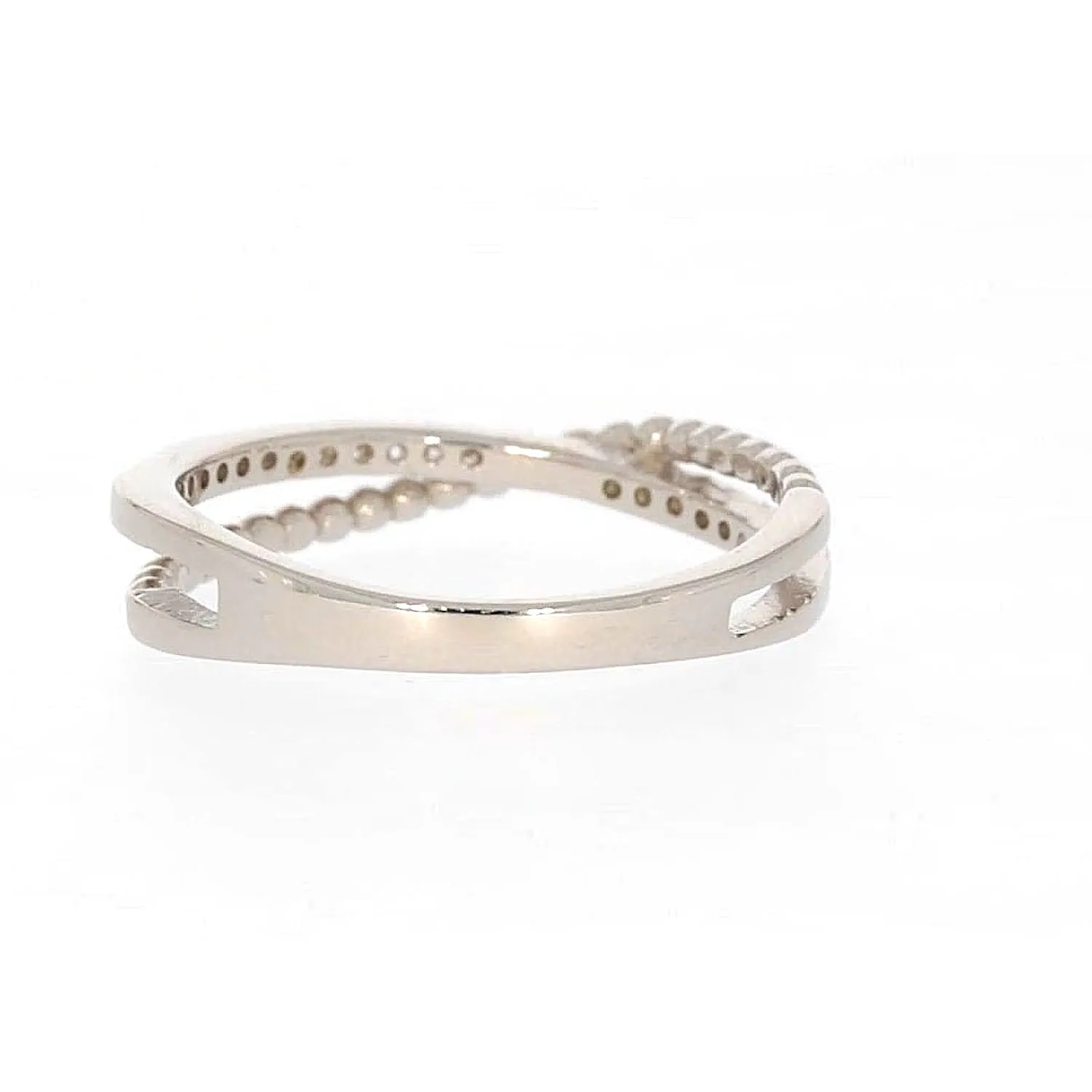 Sterling Silver Cubic Zirconia Cross Over Ring