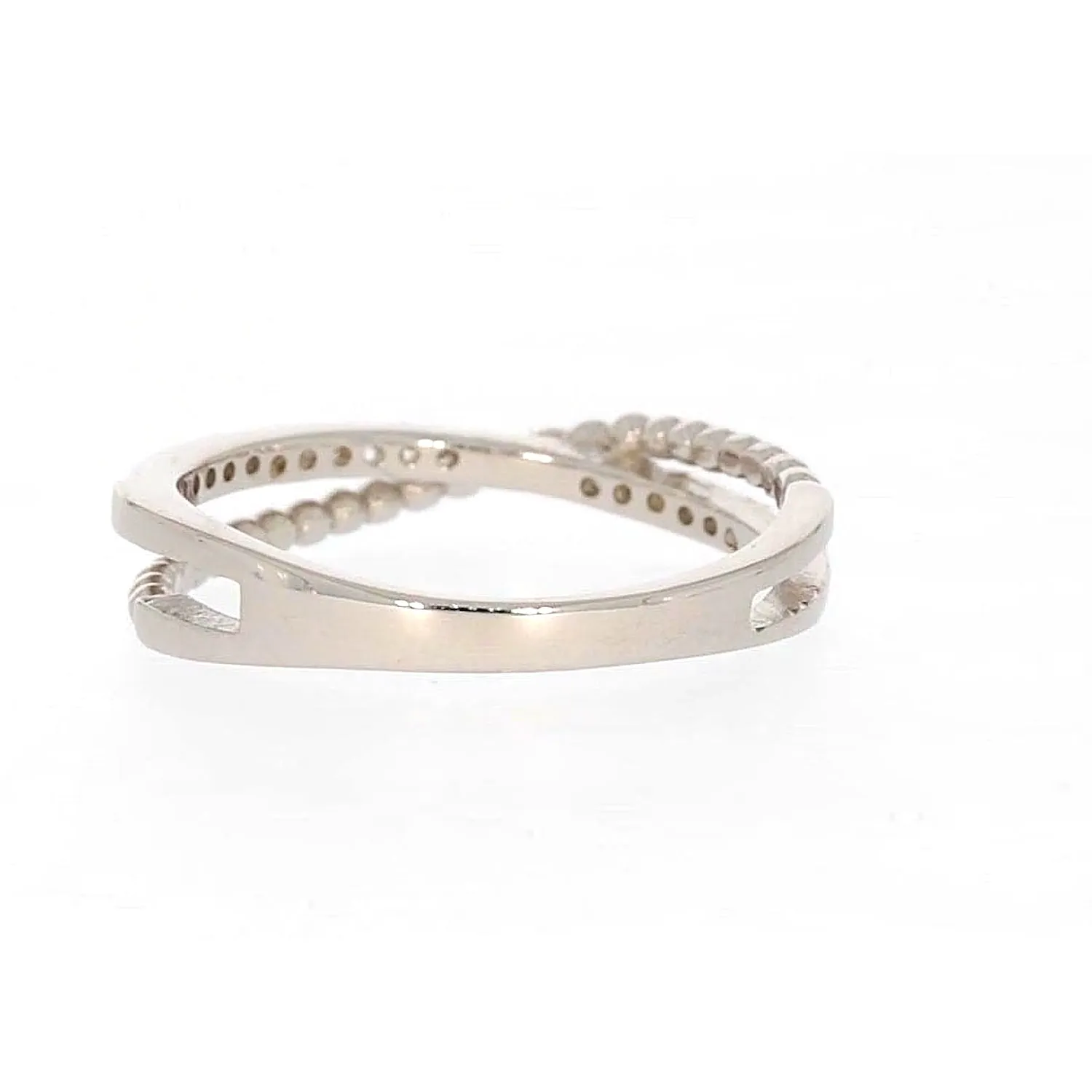 Sterling Silver Cubic Zirconia Cross Over Ring