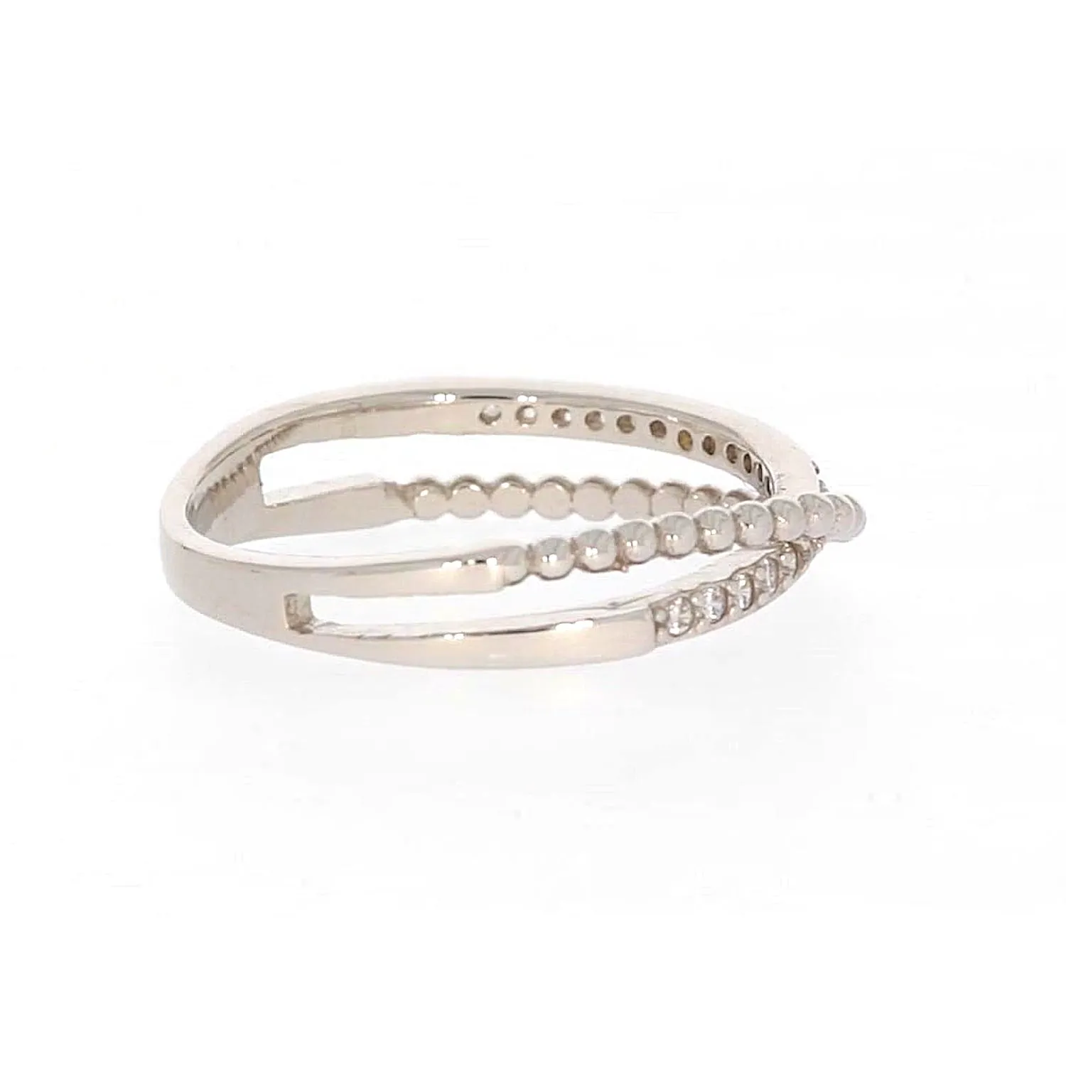 Sterling Silver Cubic Zirconia Cross Over Ring