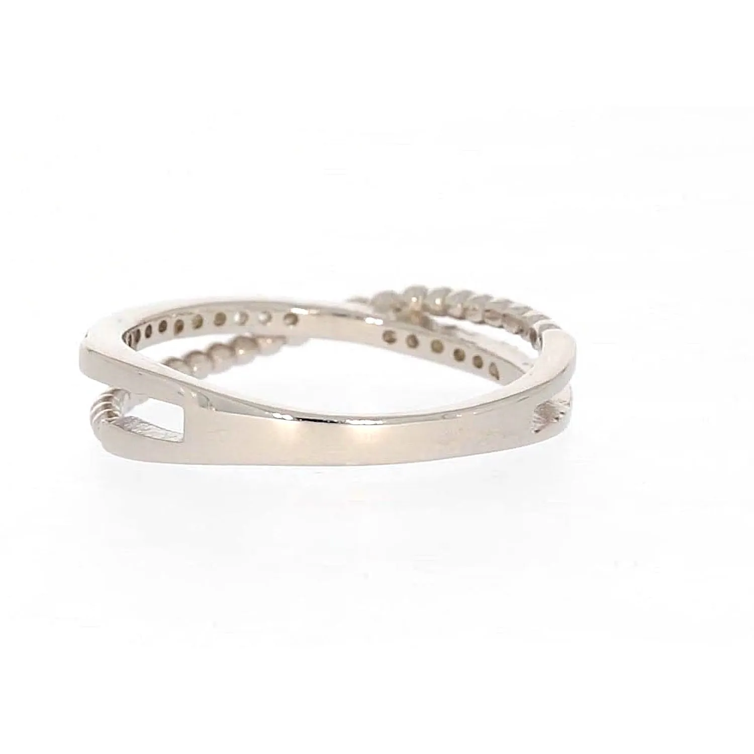 Sterling Silver Cubic Zirconia Cross Over Ring