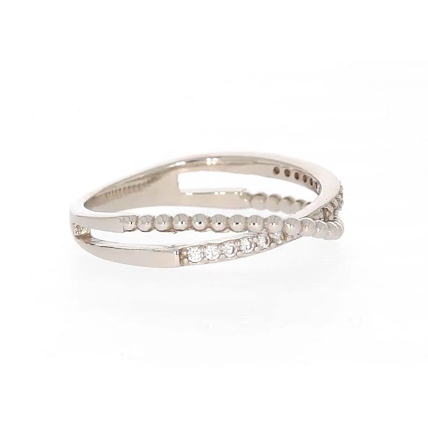 Sterling Silver Cubic Zirconia Cross Over Ring