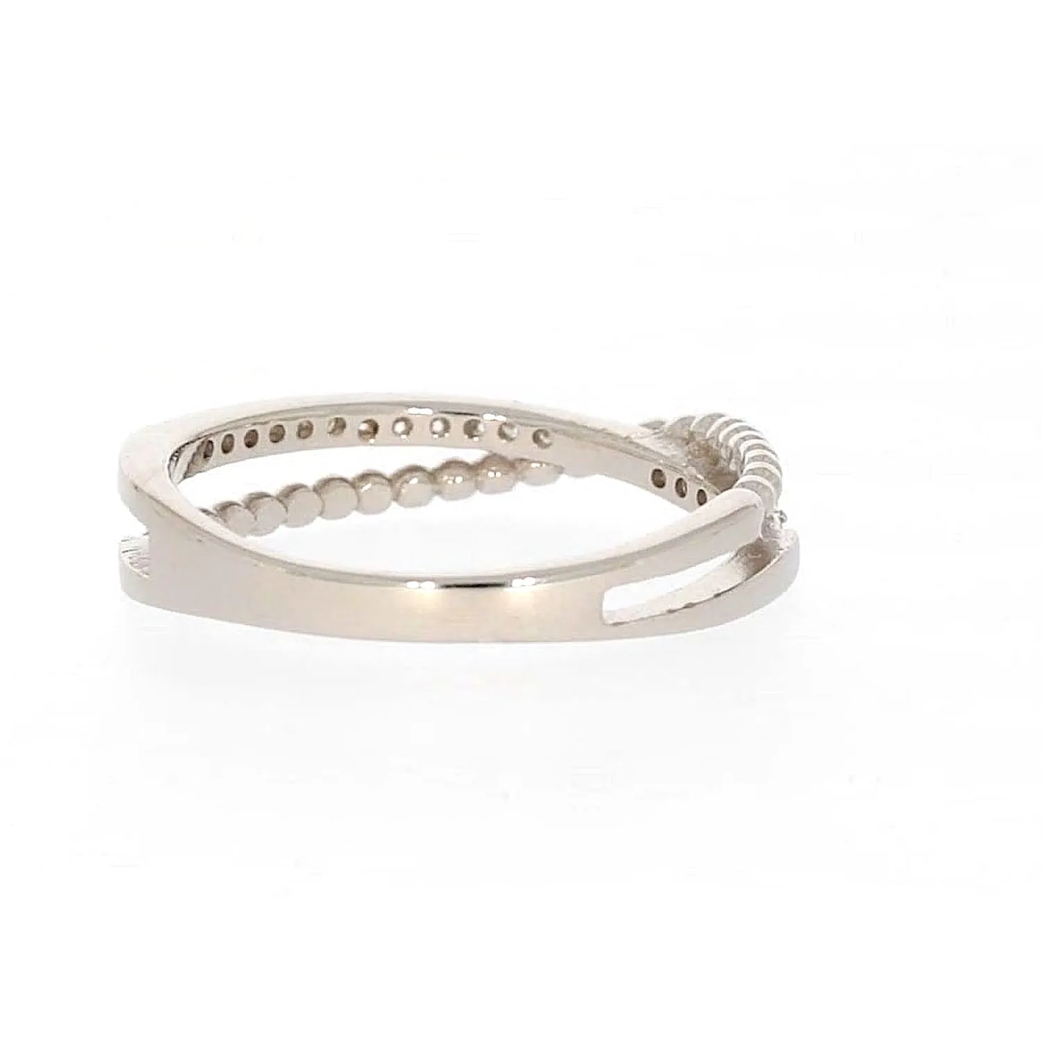 Sterling Silver Cubic Zirconia Cross Over Ring