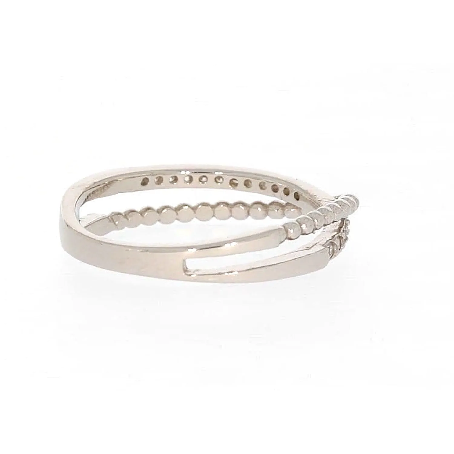 Sterling Silver Cubic Zirconia Cross Over Ring