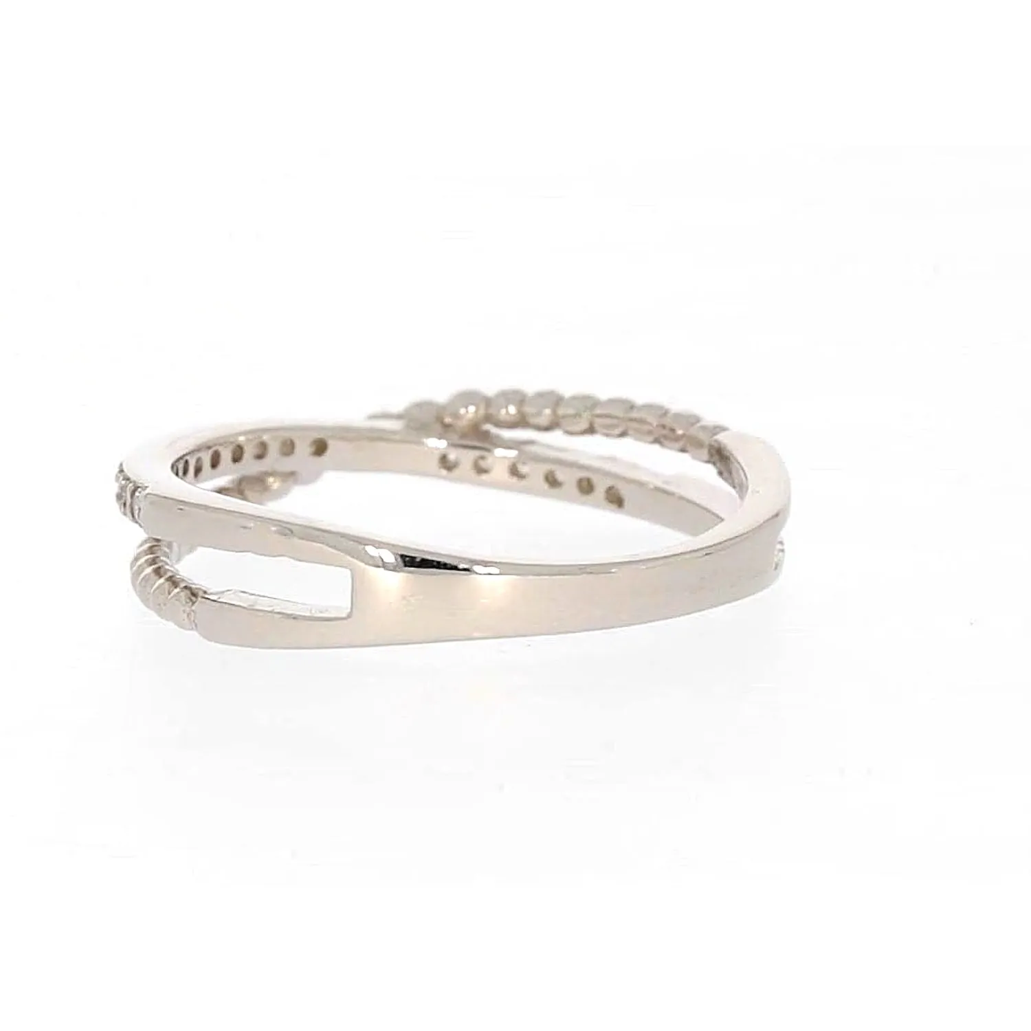 Sterling Silver Cubic Zirconia Cross Over Ring