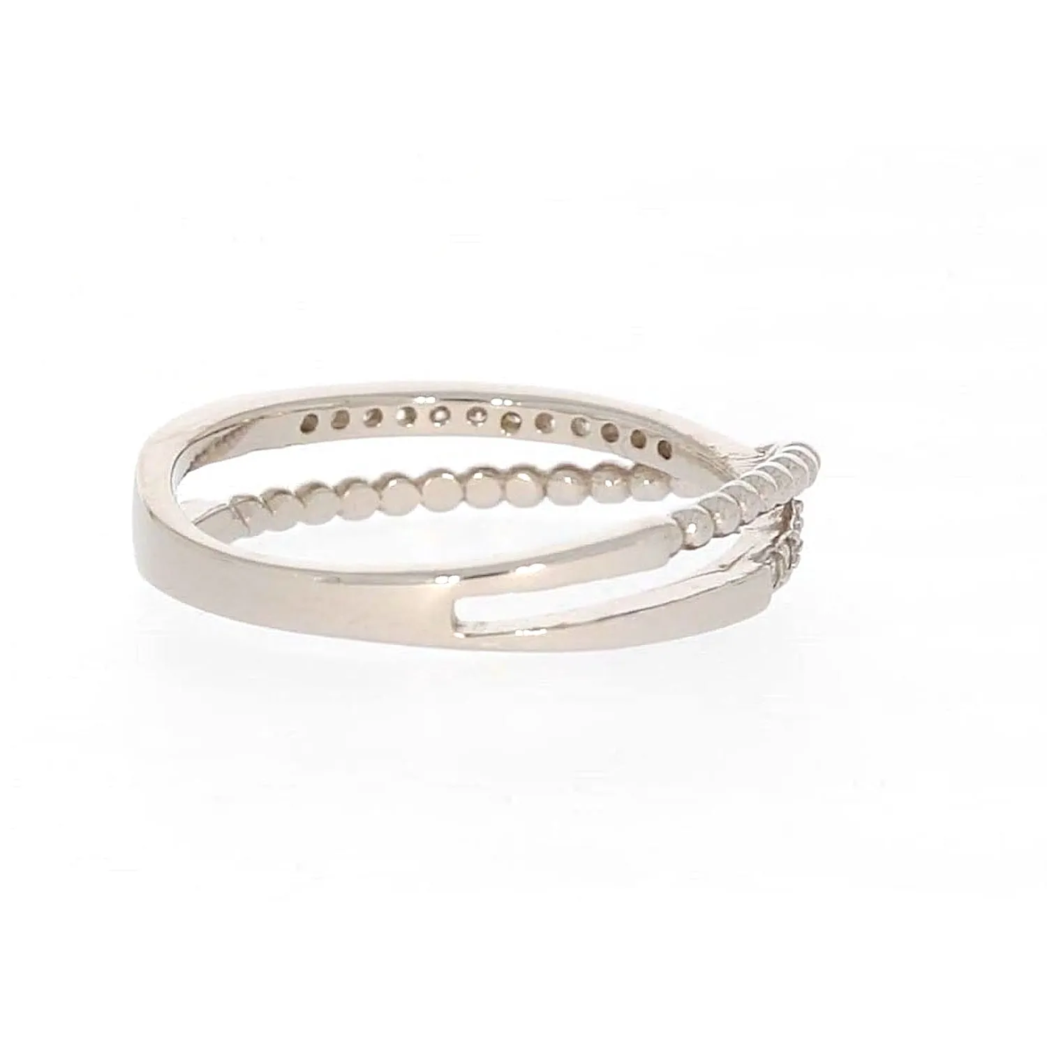 Sterling Silver Cubic Zirconia Cross Over Ring