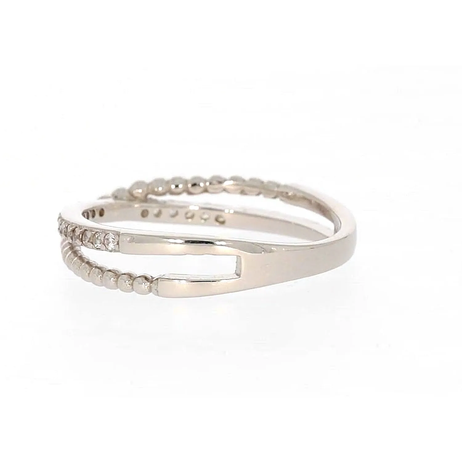 Sterling Silver Cubic Zirconia Cross Over Ring