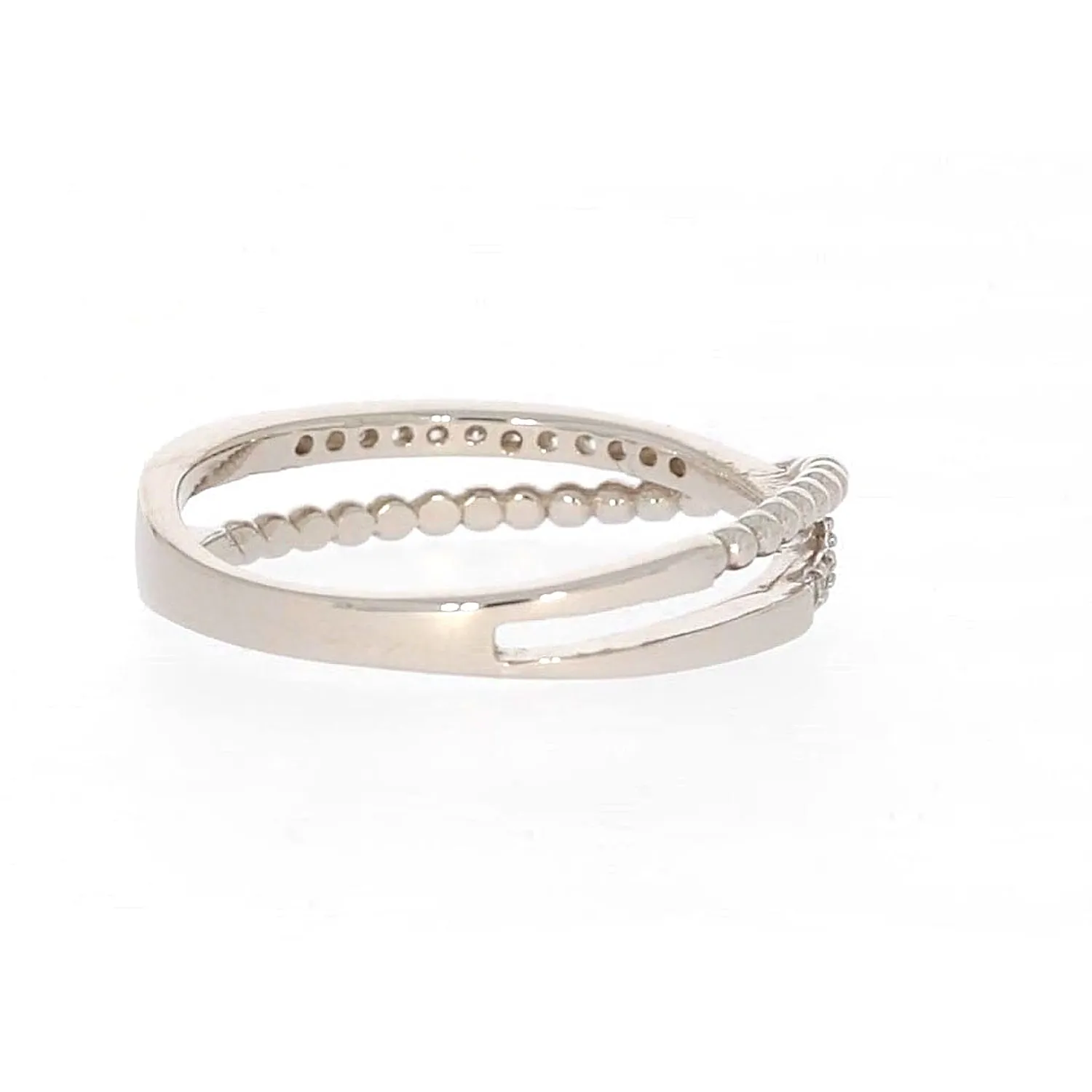 Sterling Silver Cubic Zirconia Cross Over Ring