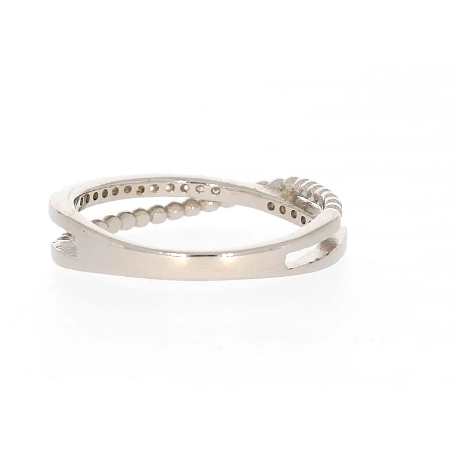 Sterling Silver Cubic Zirconia Cross Over Ring