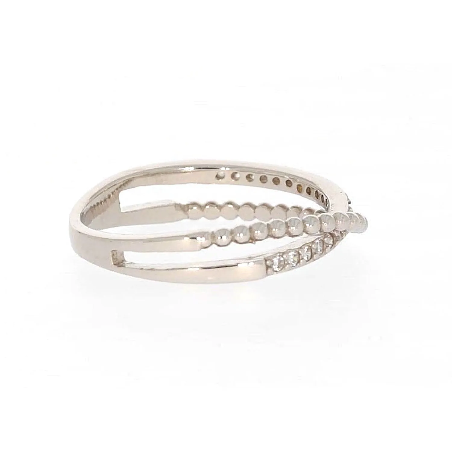Sterling Silver Cubic Zirconia Cross Over Ring