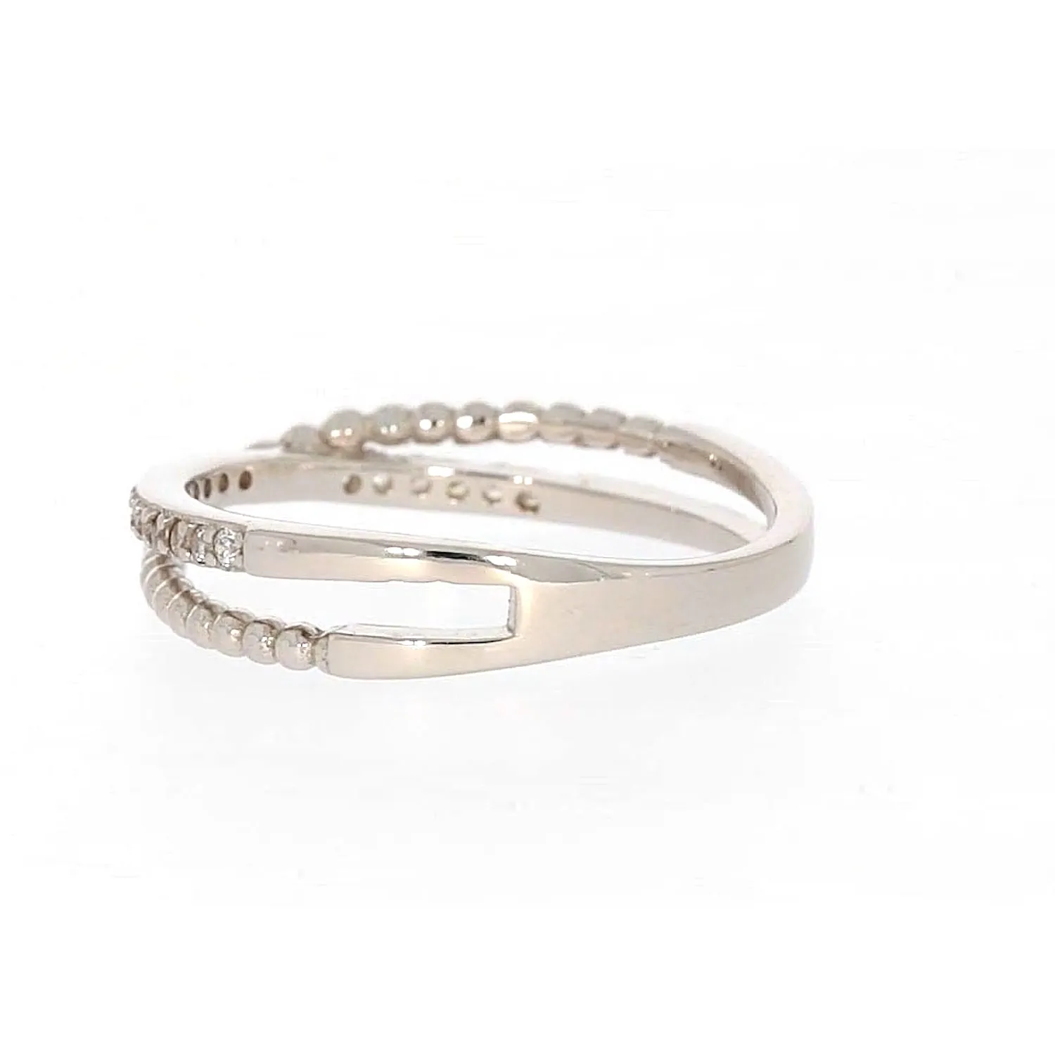 Sterling Silver Cubic Zirconia Cross Over Ring