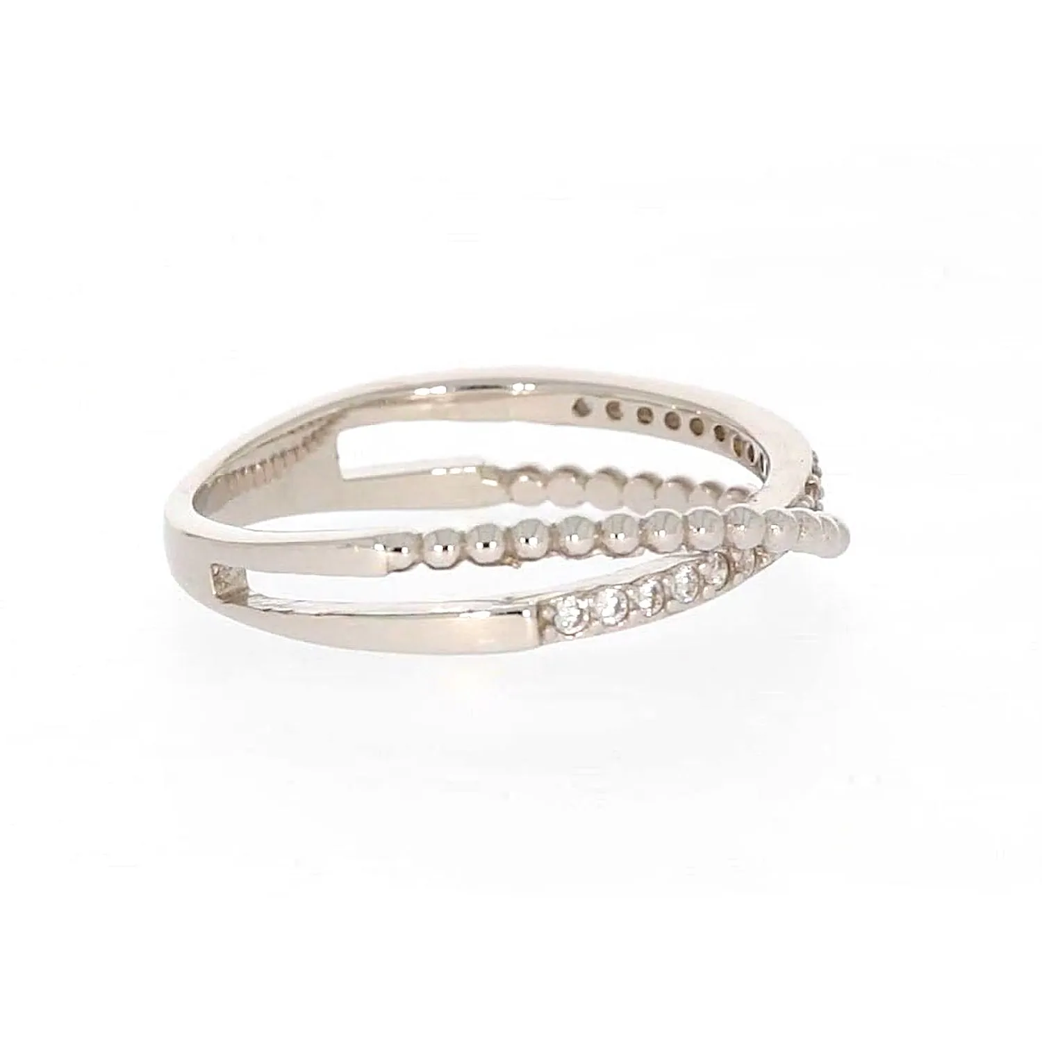 Sterling Silver Cubic Zirconia Cross Over Ring