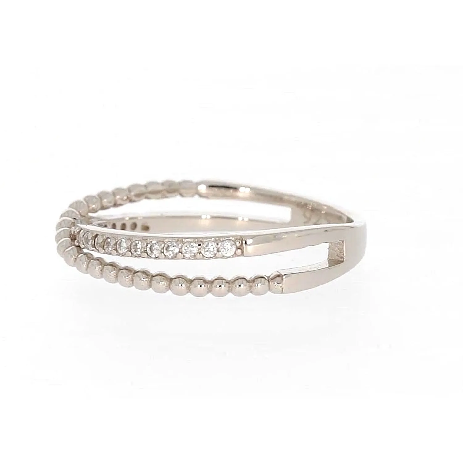 Sterling Silver Cubic Zirconia Cross Over Ring